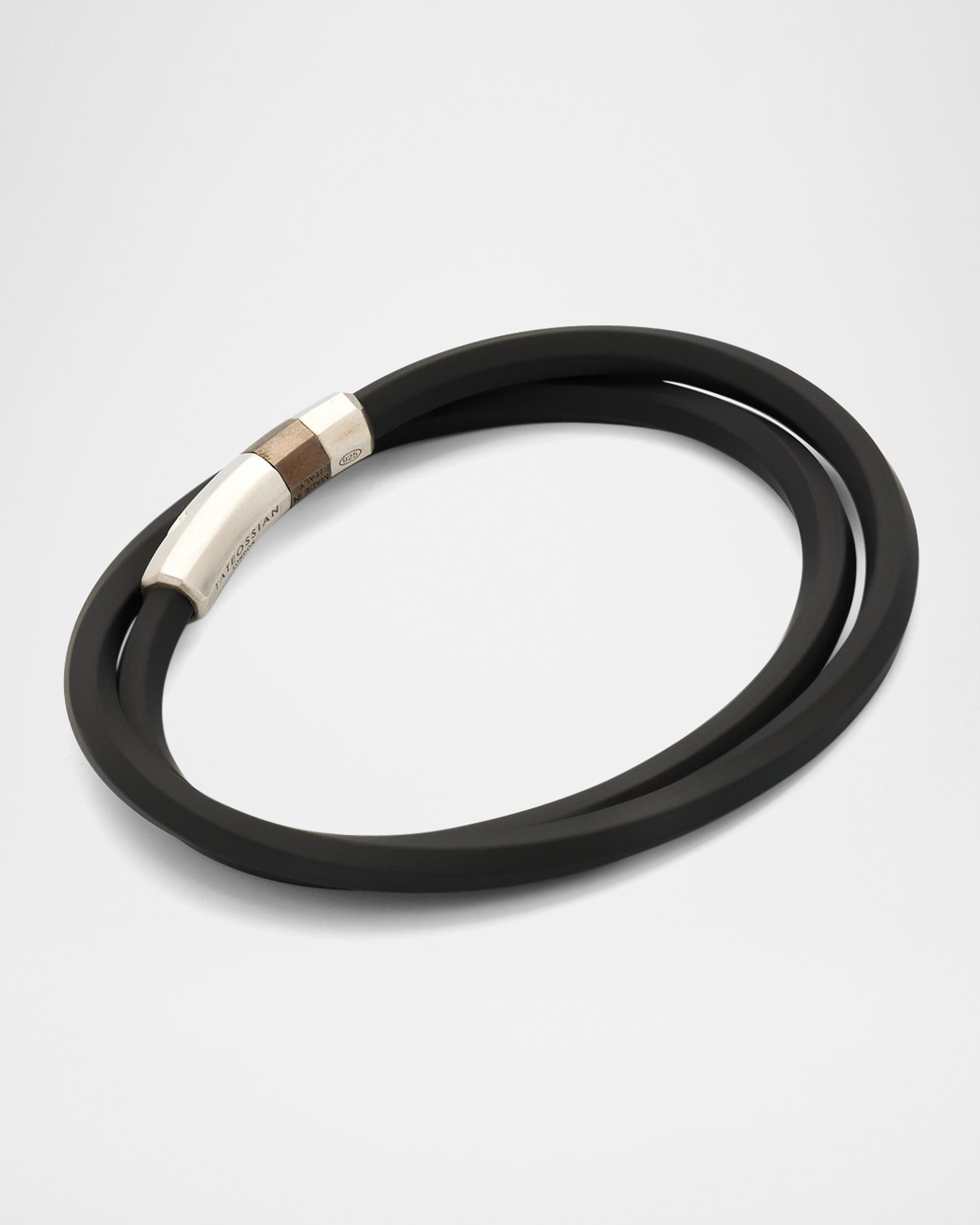 TATEOSSIAN 2連ブレスレット Tateossian Men's Double-Wrap Rubber Bracelet | Neiman Marcus