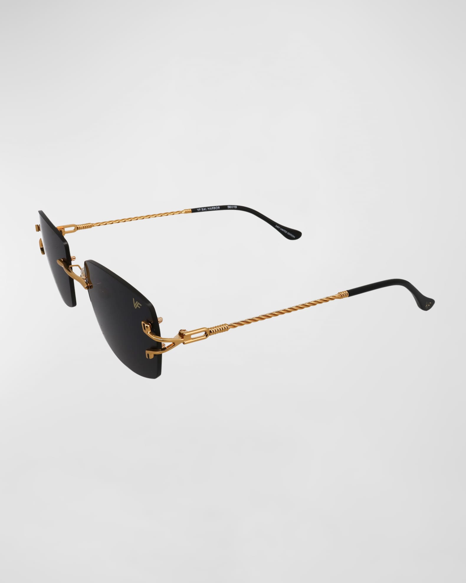 Vintage Frames Company Men's VF Bal Harbour Rectangle Rimless Sunglasses, Black, Men's, Sunglasses Square Sunglasses
