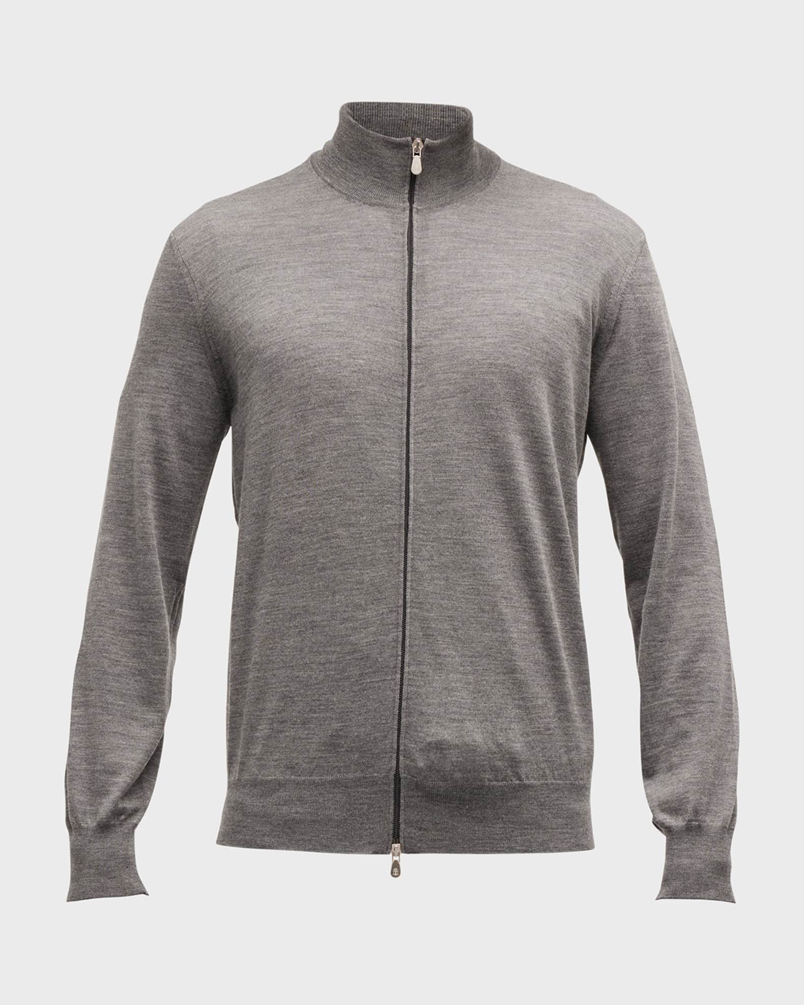 Men's Fine-Gauge Wool/Cashmere Zip Cardigan 0