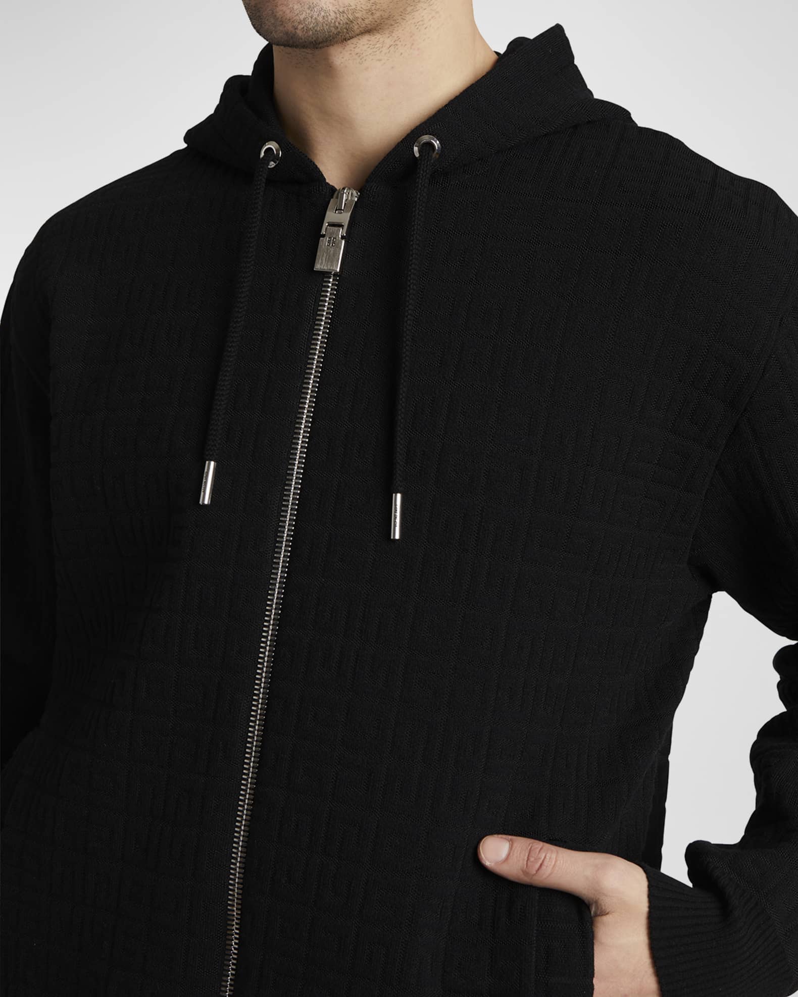 Givenchy Men's 4G Knit Zip Hoodie | Neiman Marcus Givenchy Men's 4G Knit Zip Hoodie | Neiman Marcus