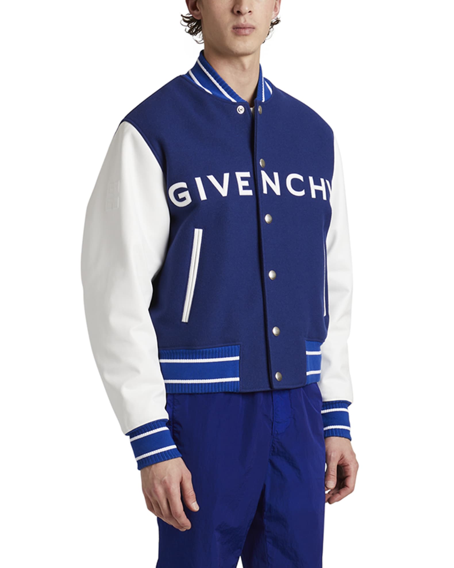 Givenchy Men's Wool & Leather Varsity Jacket Neiman Marcus