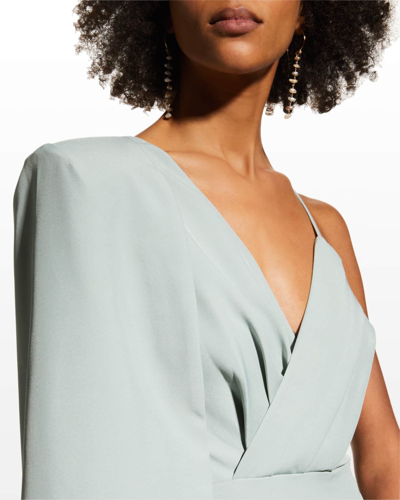 Lavish Alice Pleated Cape-Sleeve Midi Dress | Neiman Marcus