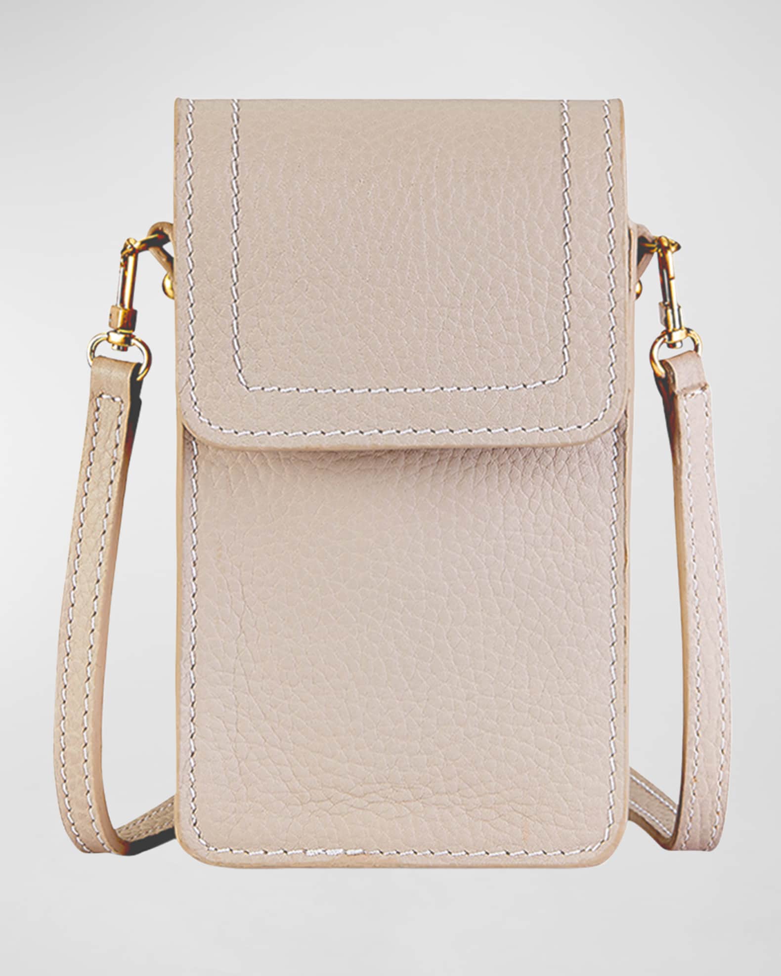 Gigi New York Liv Phone Pebble Leather Crossbody Bag Beechwood