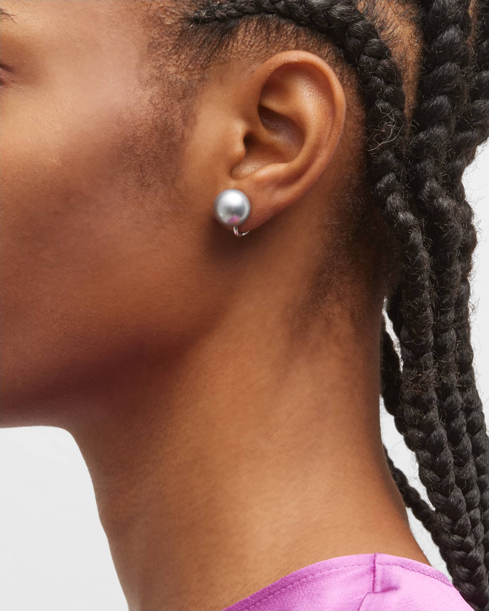18k White Gold Tahitian Pearl Earrings 1