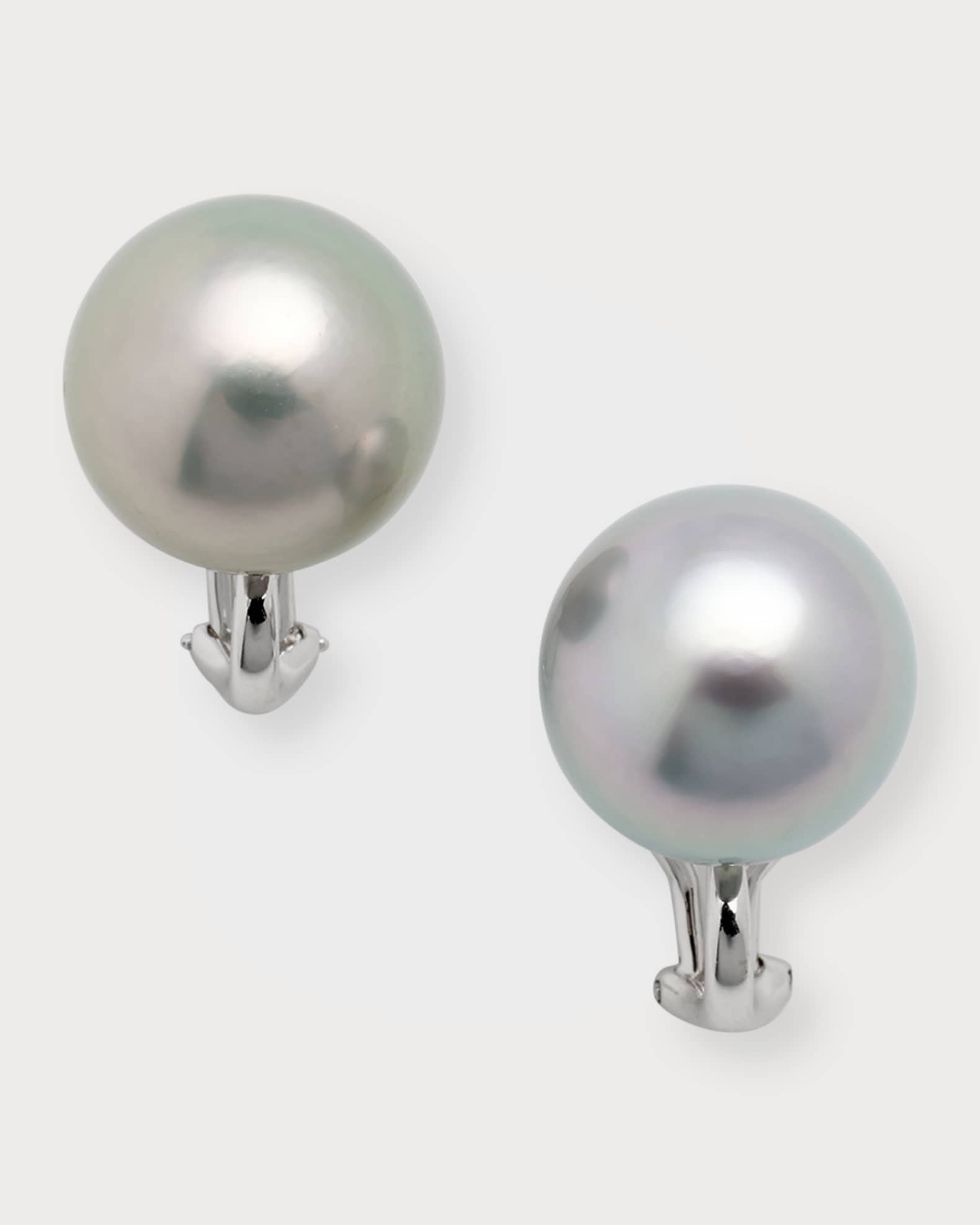 18k White Gold Tahitian Pearl Earrings 0