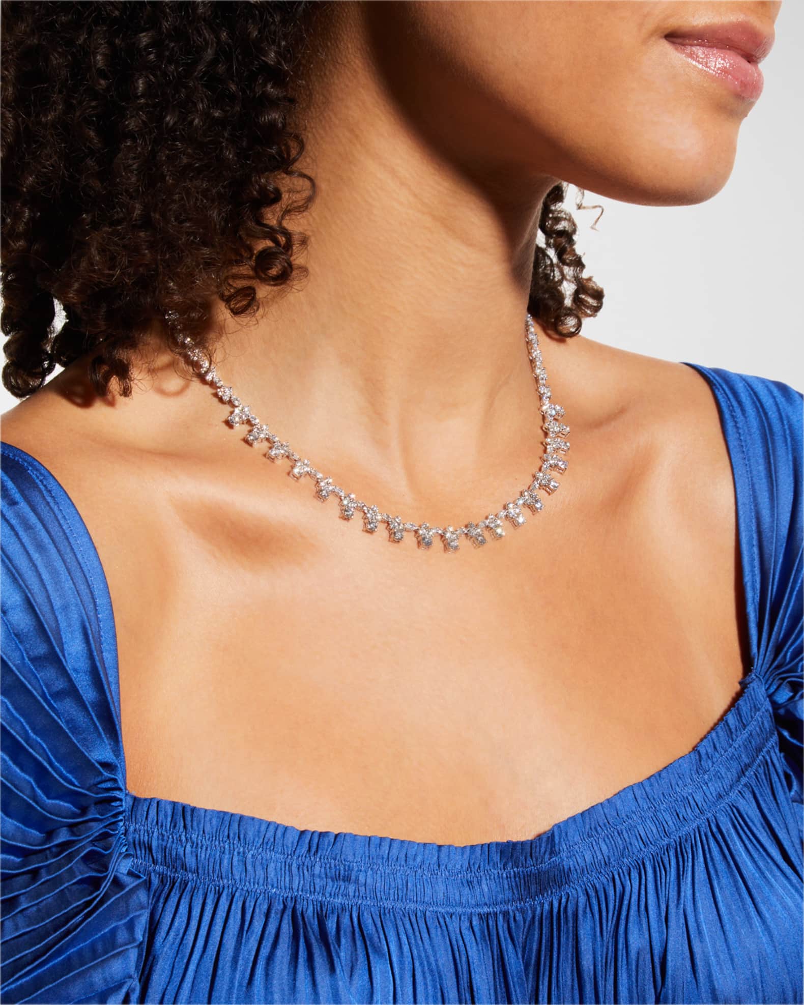 Estate Platinum Diamond Cluster Link Necklace 1