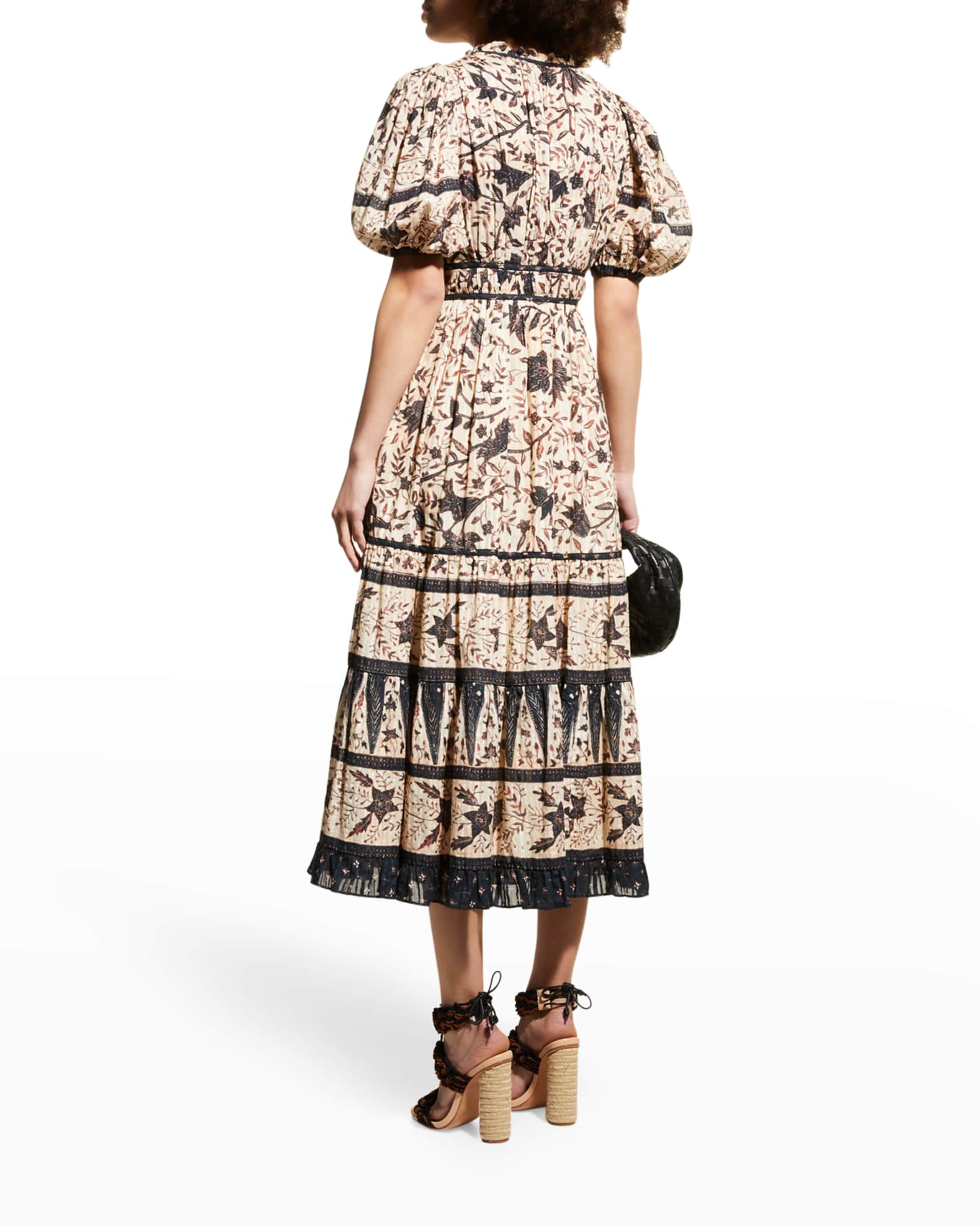 Ulla Johnson Annisa Puff-Sleeve Midi Dress | Neiman Marcus