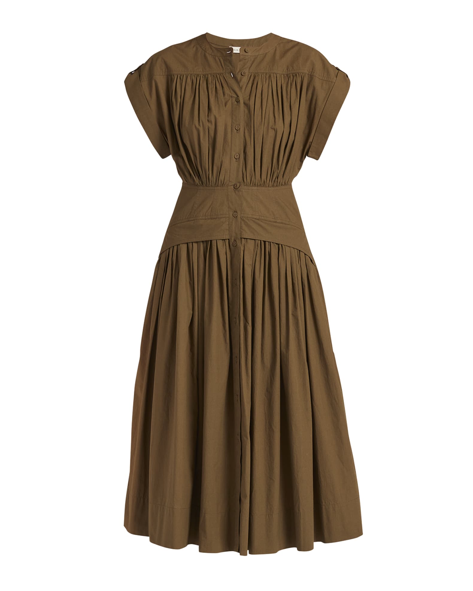 Ulla Johnson Charlie Button-Front Pleated Midi Dress | Neiman Marcus