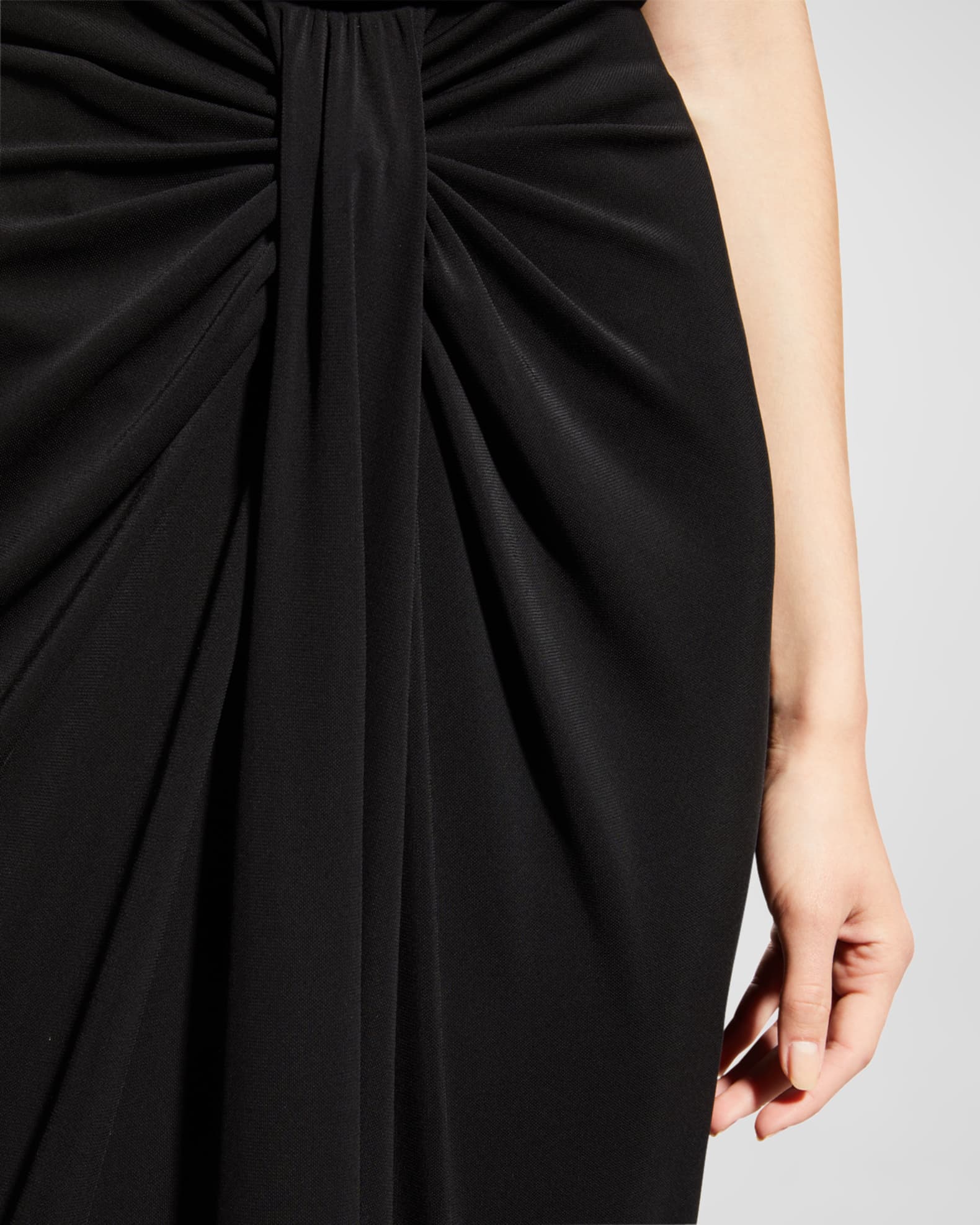 Cinq a Sept Vallory Draped Jersey Midi Skirt | Neiman Marcus