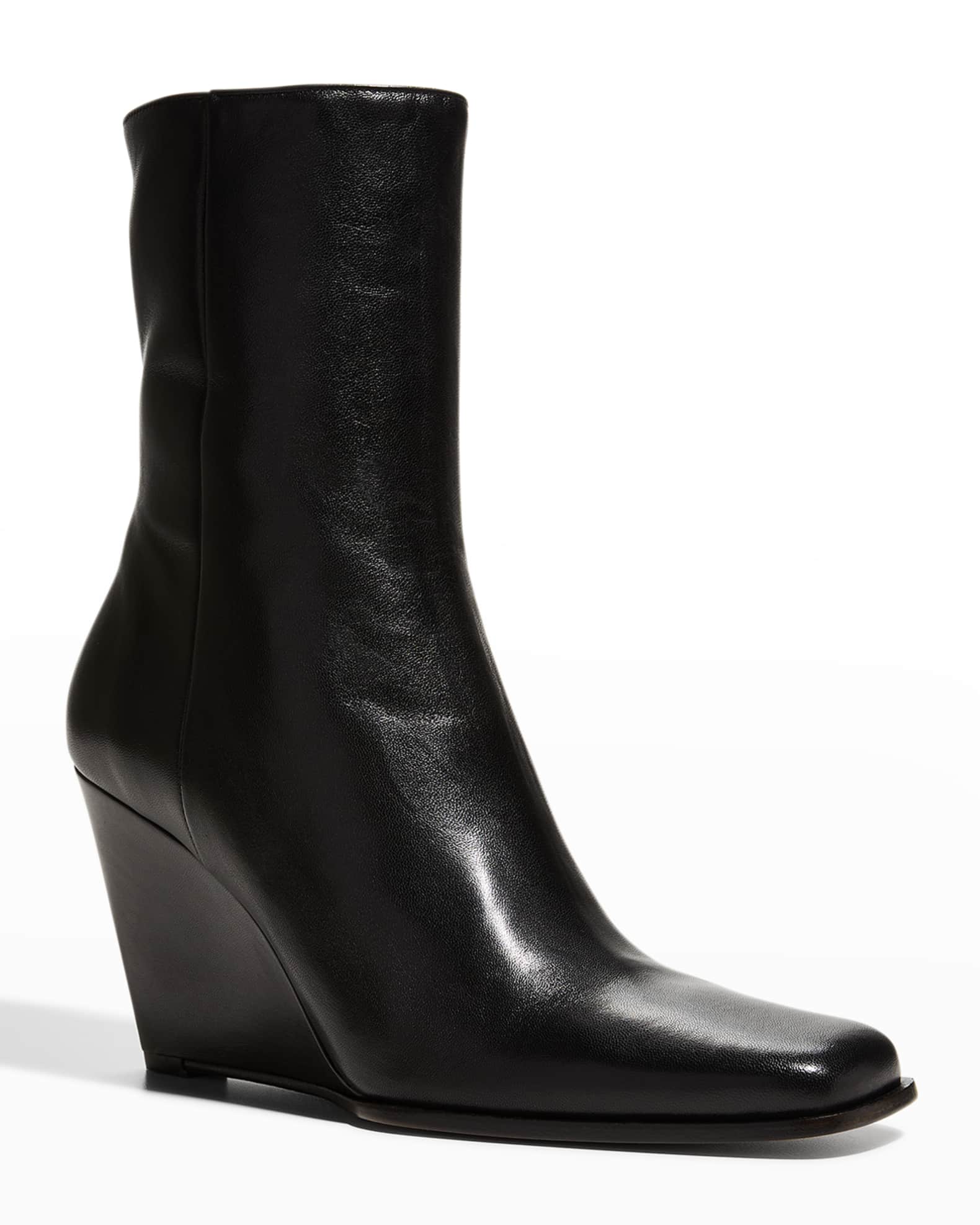 leather wedge ankle boot