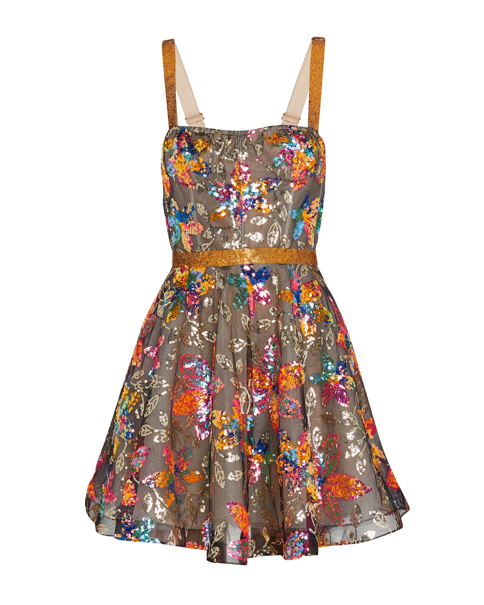 Bronx and Banco Mademoiselle Floral Sequin Fit-&-Flare Dress | Neiman ...