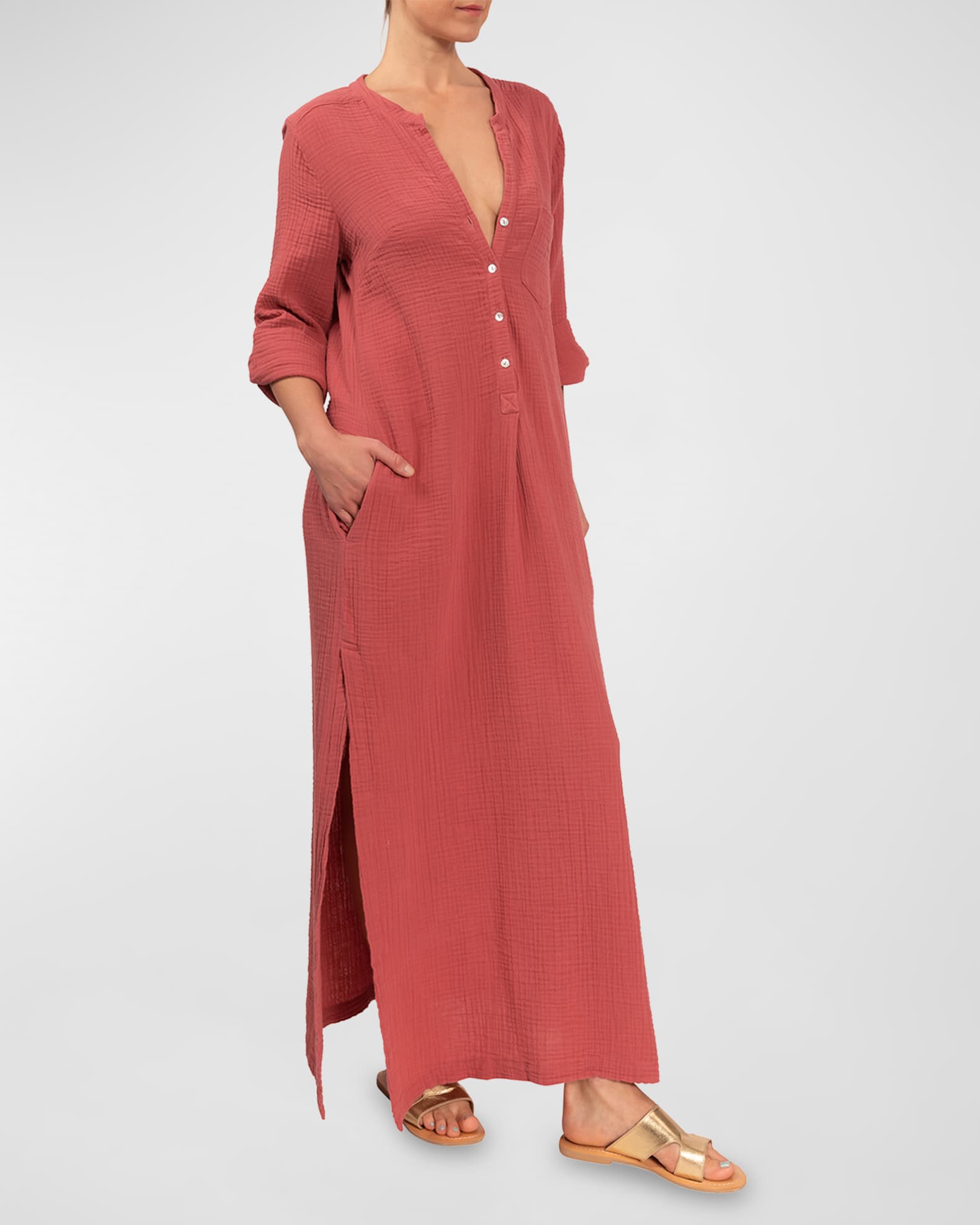 Everyday Ritual Tracey Gauze Kaftan Coverup Dress Neiman Marcus