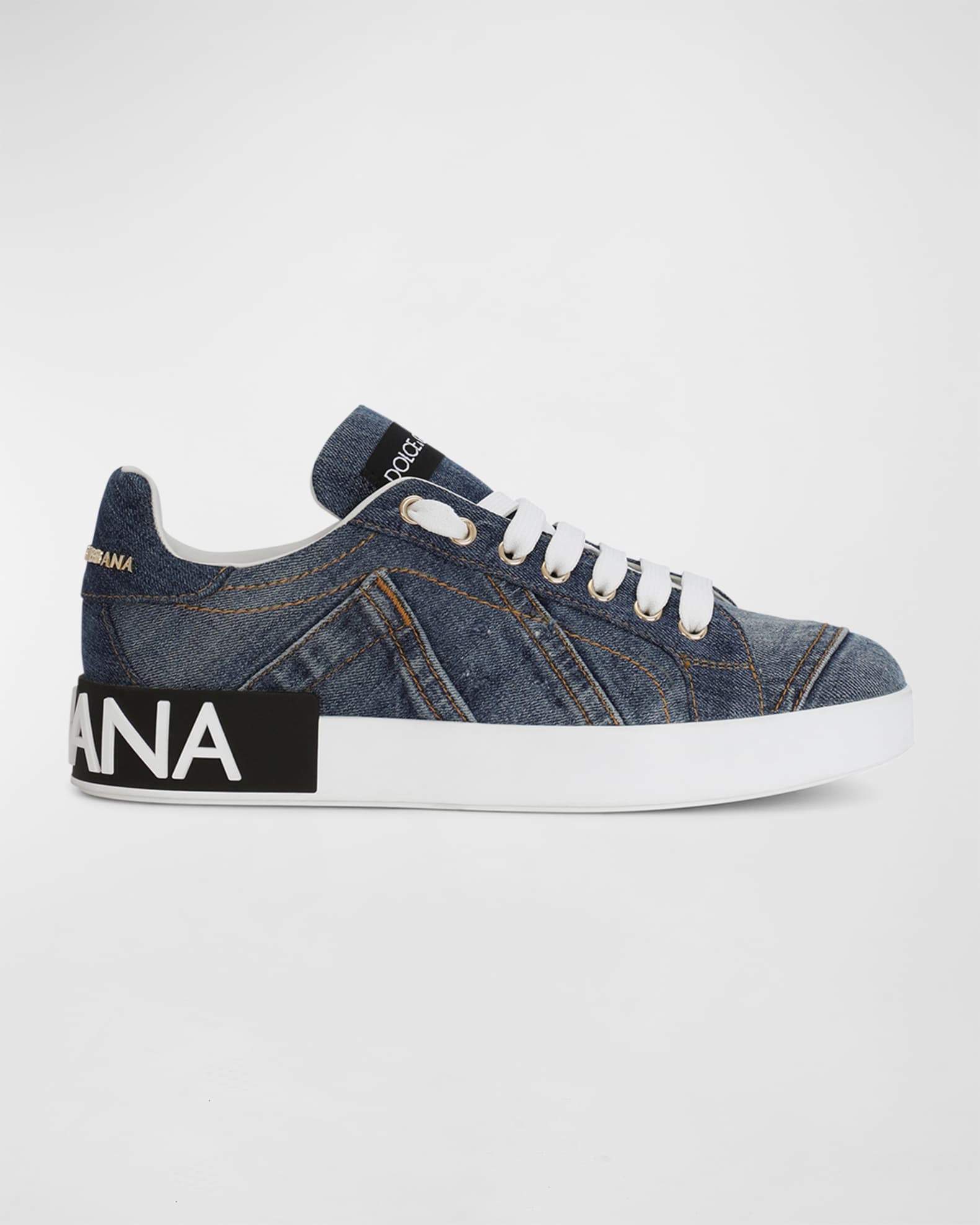 Dolce&Gabbana Portofino Denim Patchwork Sneakers | Neiman Marcus