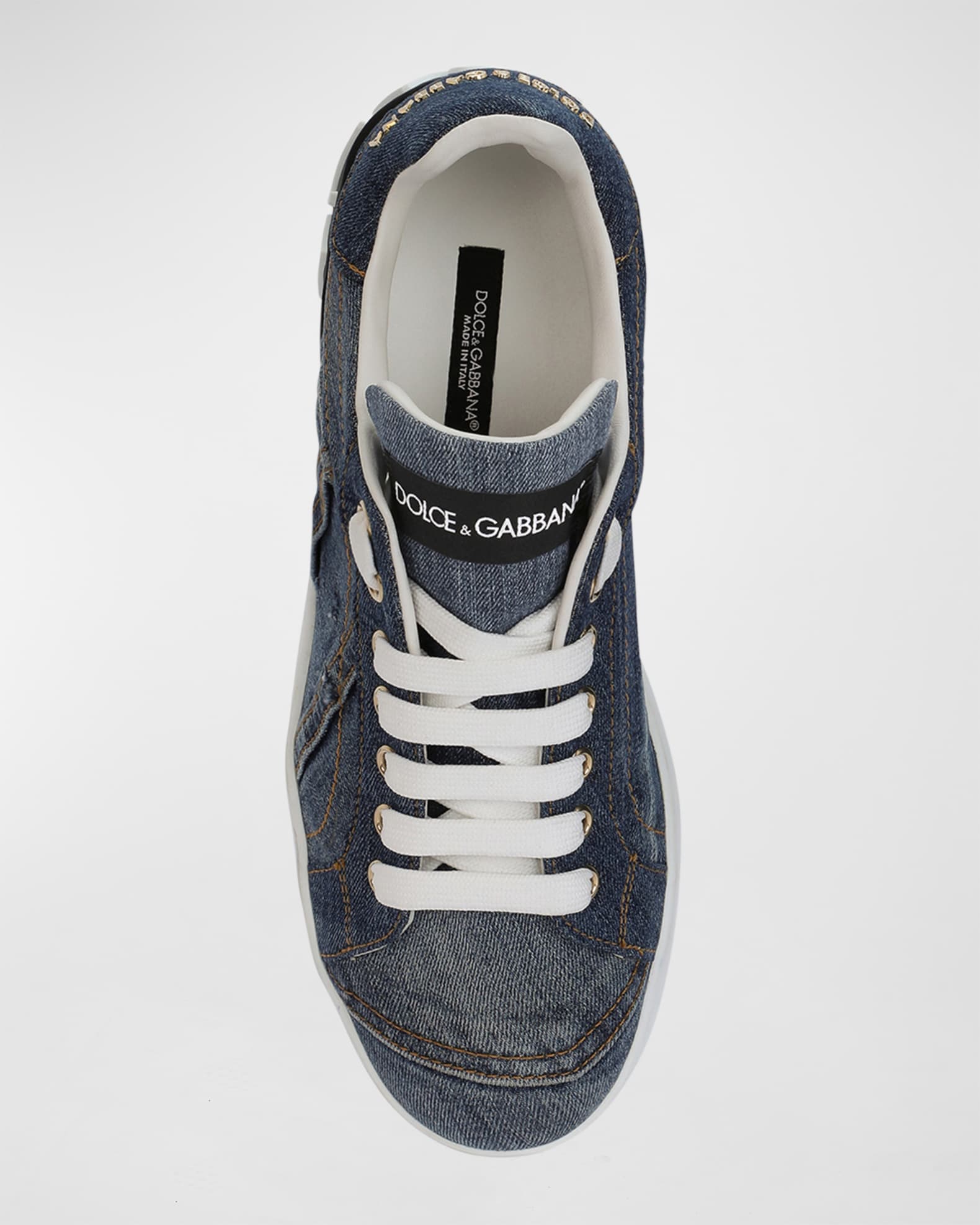 Dolce&Gabbana Portofino Denim Patchwork Sneakers | Neiman Marcus