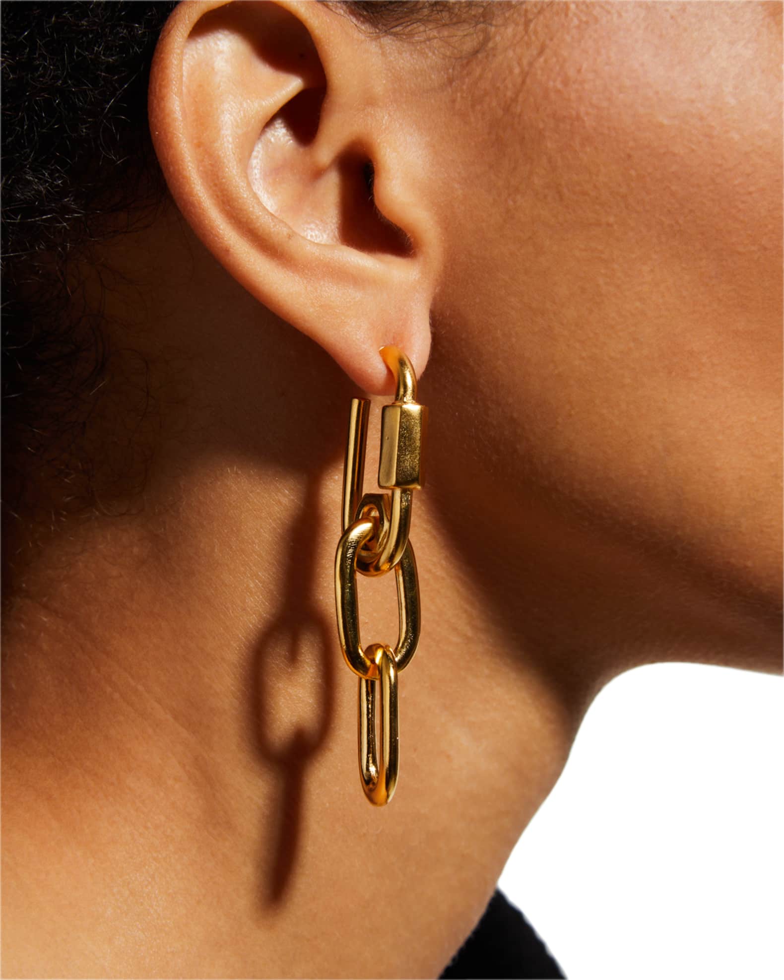 Gold Post Linch Chain Earrings 1