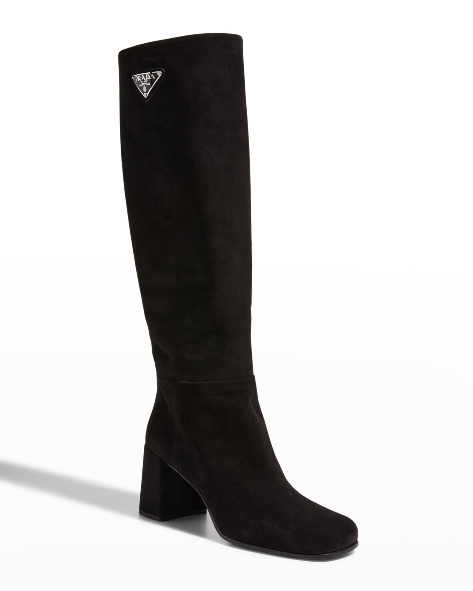 Prada Block-Heel Knee Boots | Neiman Marcus