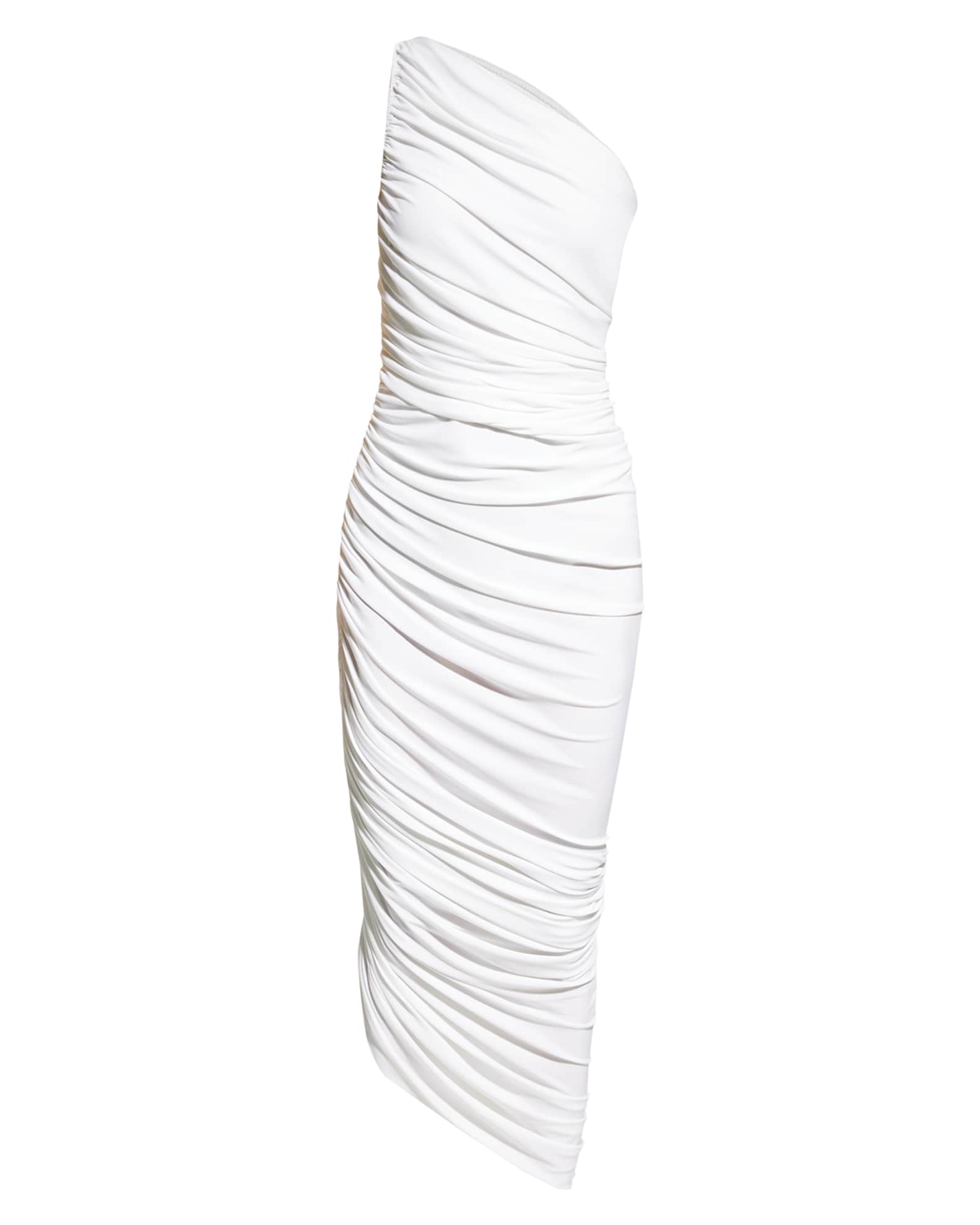 Norma Kamali Diana Shirred One-Shoulder Midi Dress | Neiman Marcus