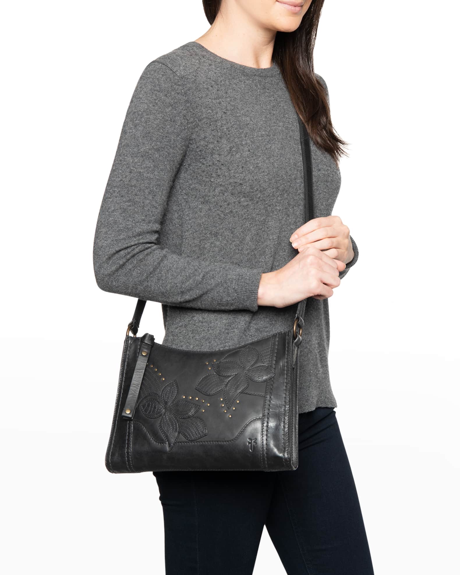 Frye Melissa Studded Floral Zip Crossbody Bag Neiman Marcus