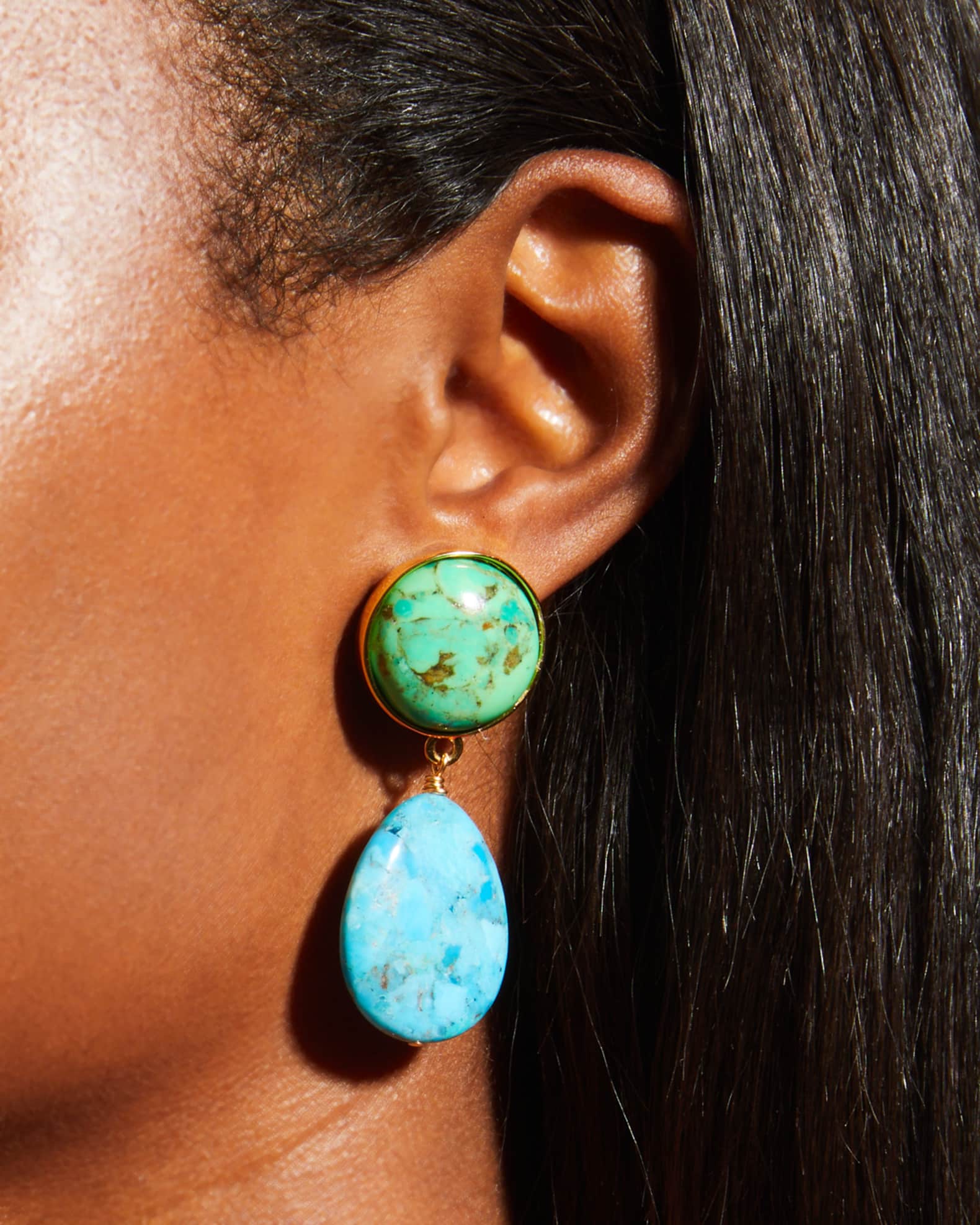 Turquoise Bezel Drop Earrings 1