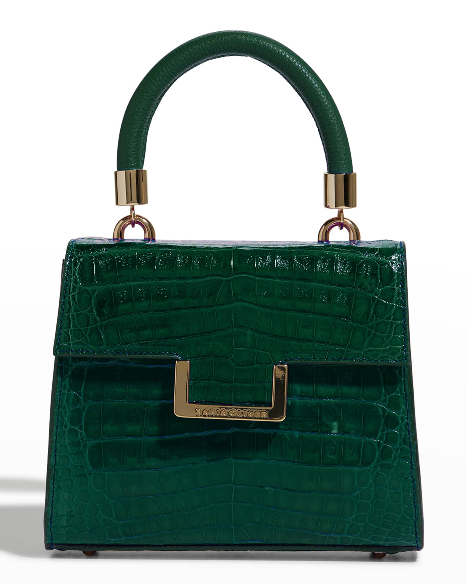 Maria Oliver Michelle Crocodile Top-Handle Bag | Neiman Marcus
