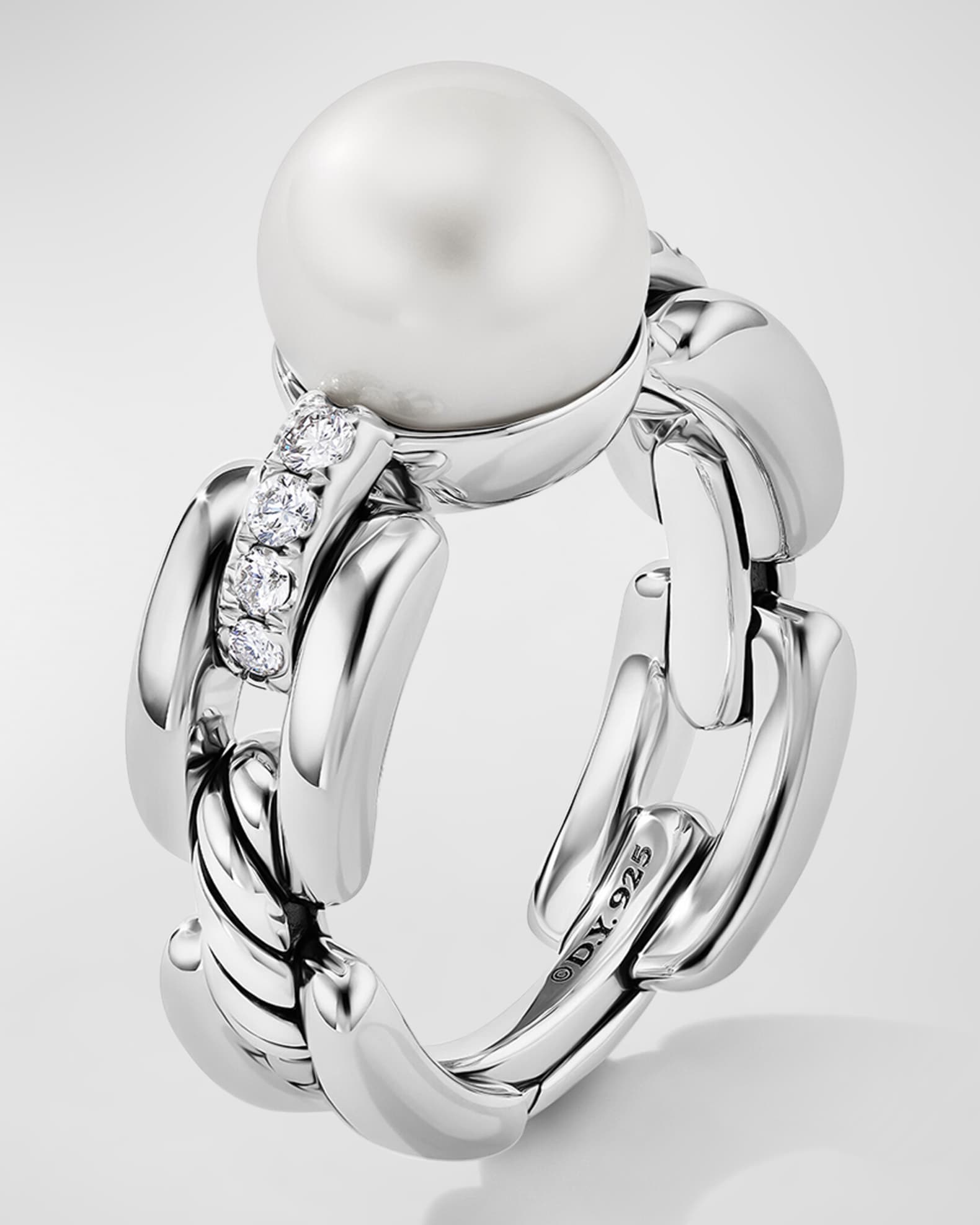 David Yurman DY Madison Pearl Ring with Diamonds in Silver