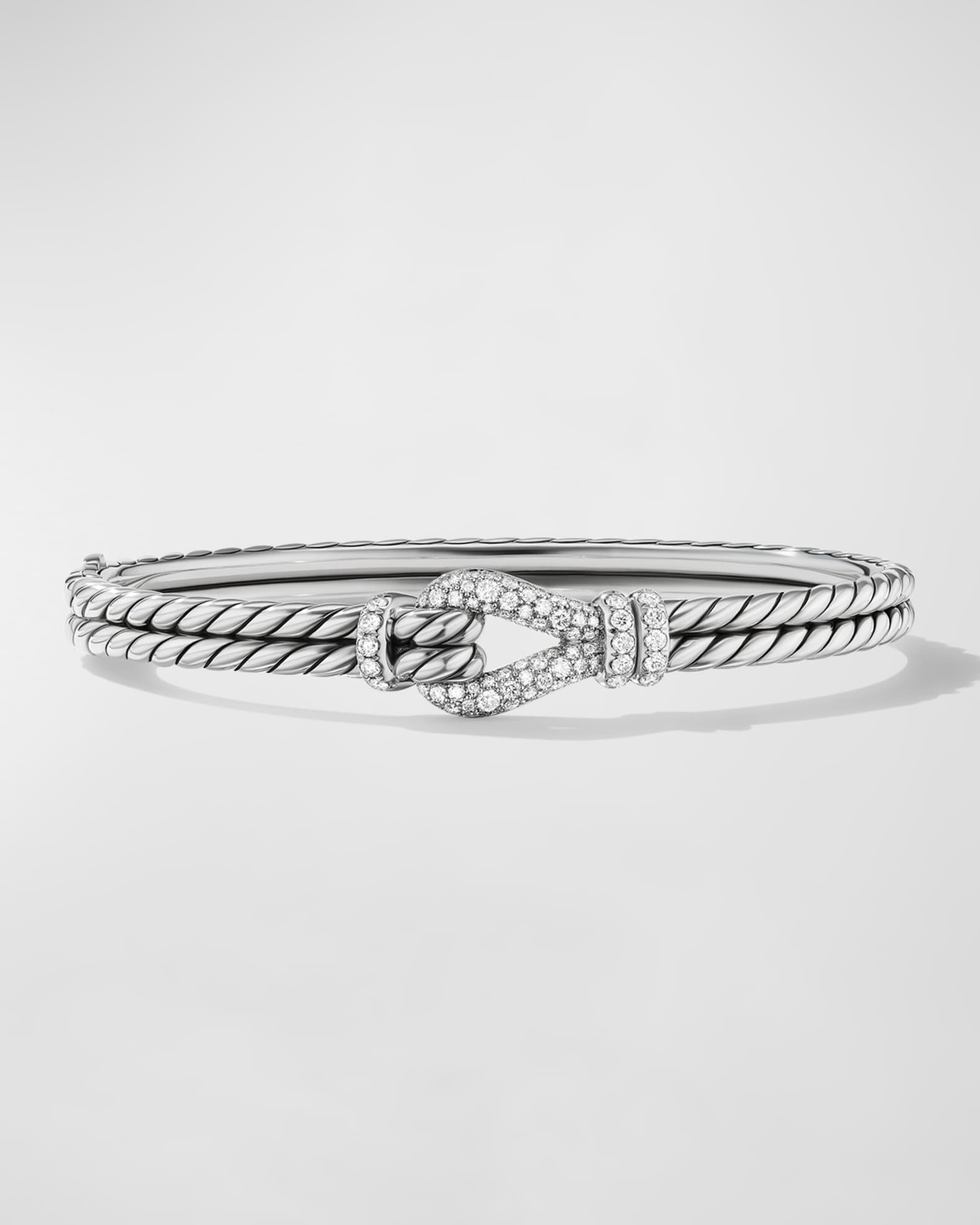 David Yurman Thoroughbred Loop Bracelet with Diamonds in Silver, 5.5mm