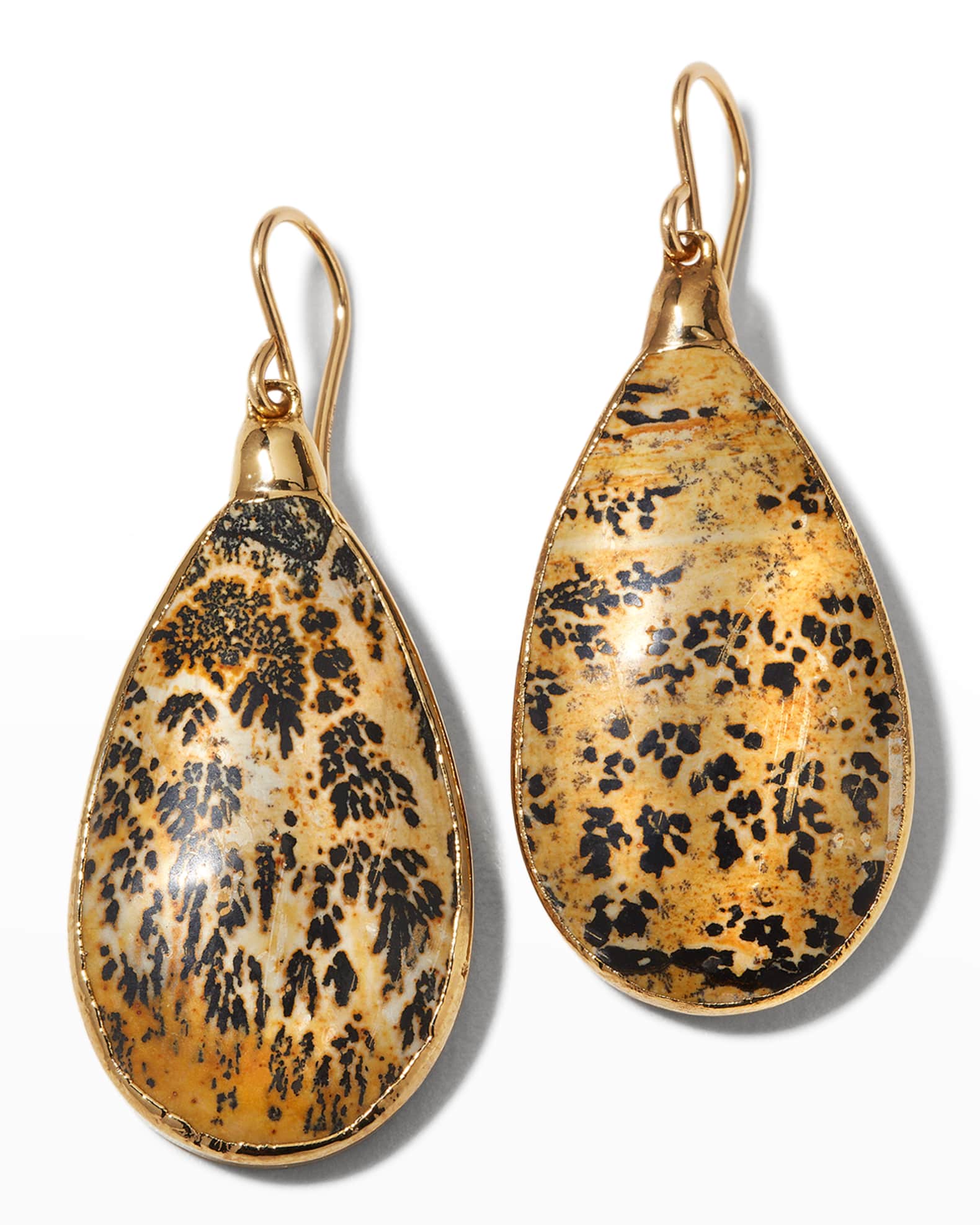24k Gold Foil Landscape Stone Dangle Earrings 0