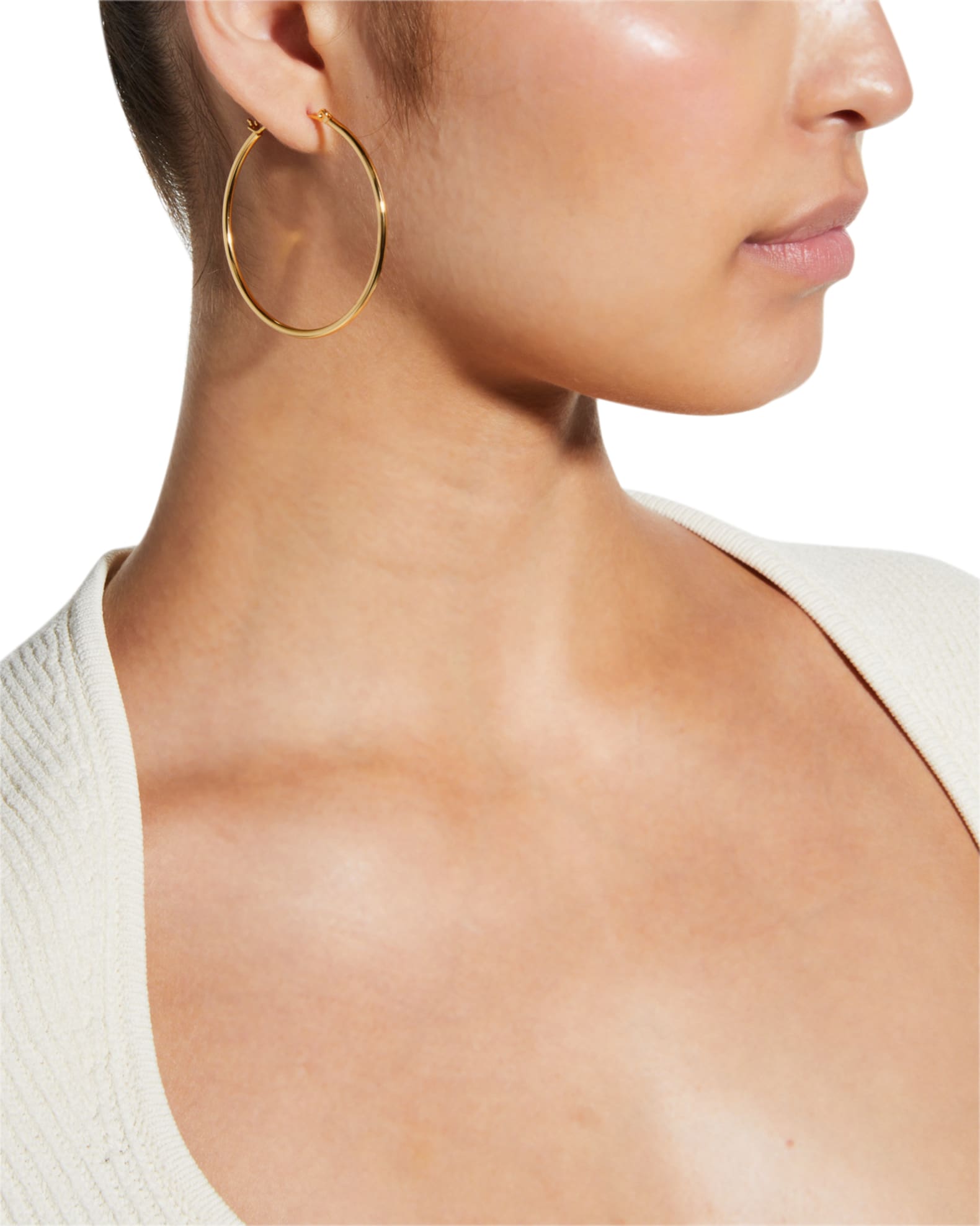 Gold-Plate Hinge Back Hoop Earrings 1