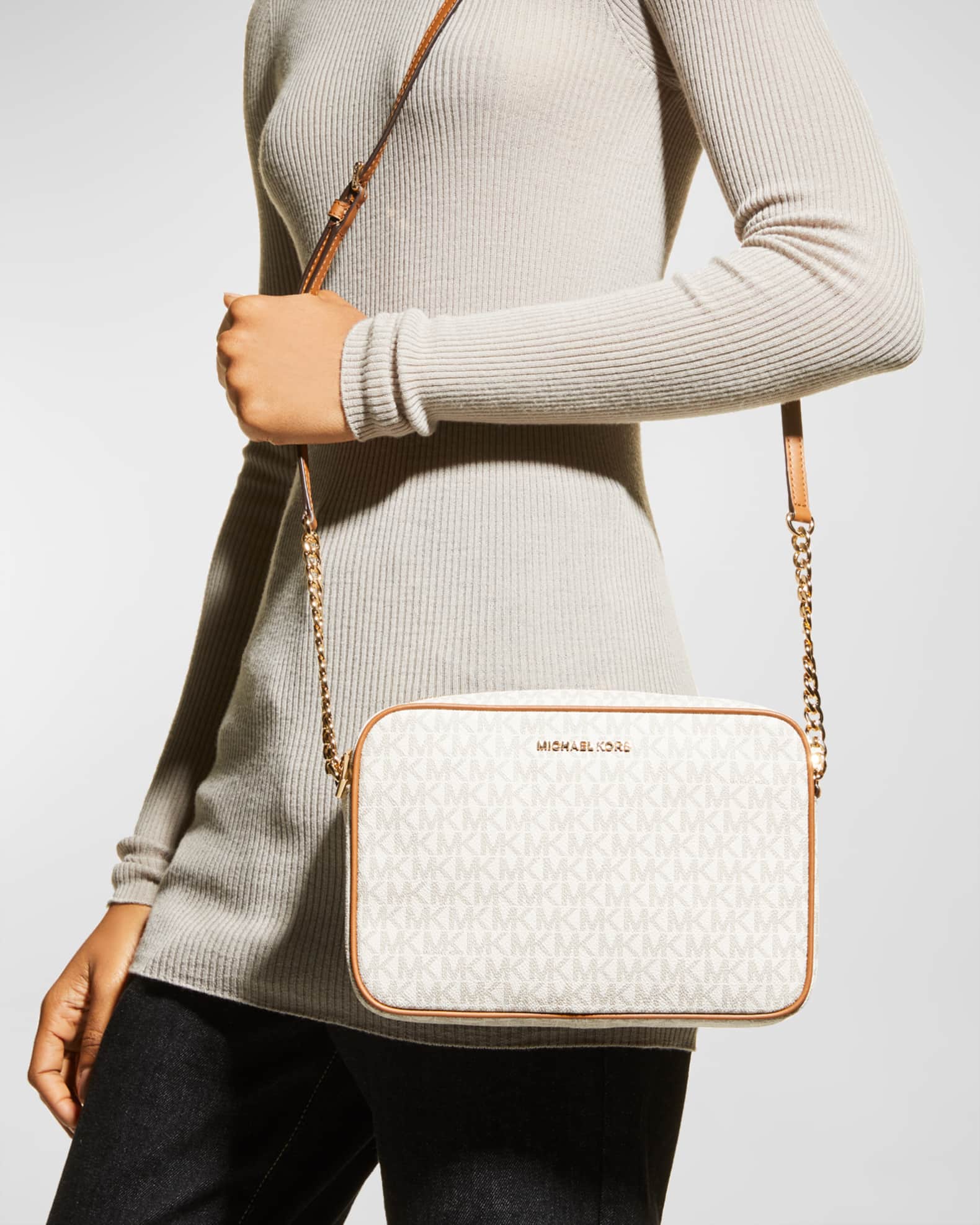 MICHAEL Michael Kors Monogram Leather Zip Camera Crossbody Bag Neiman Marcus
