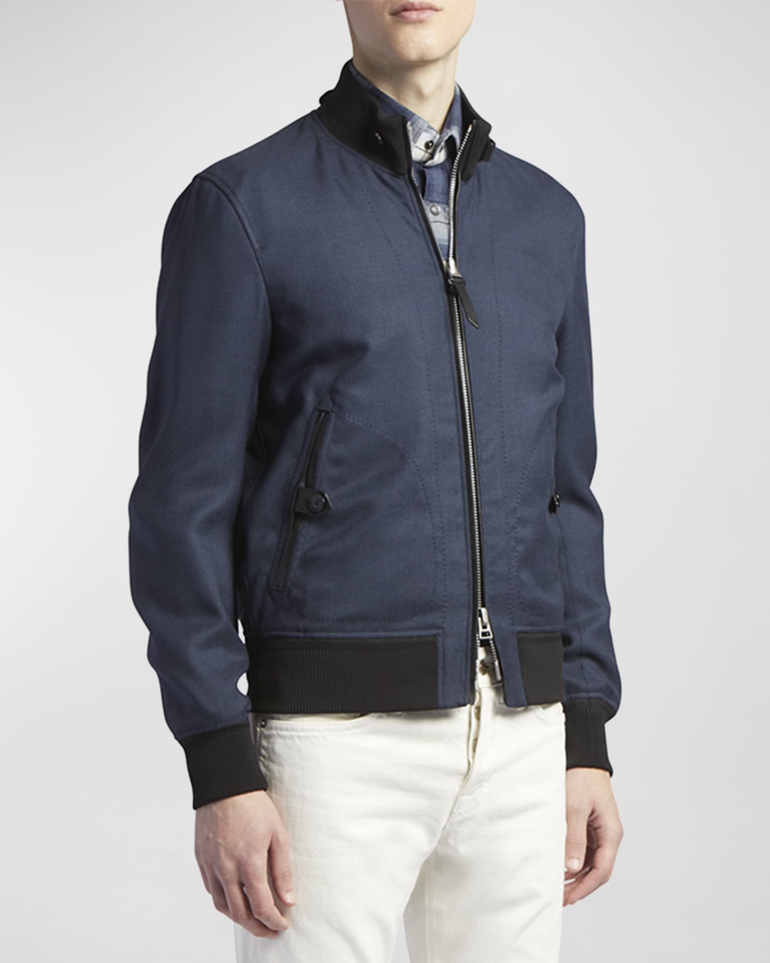 Louis Vuitton Men's Navy Reversible Nylon Knit Blouson Jacket