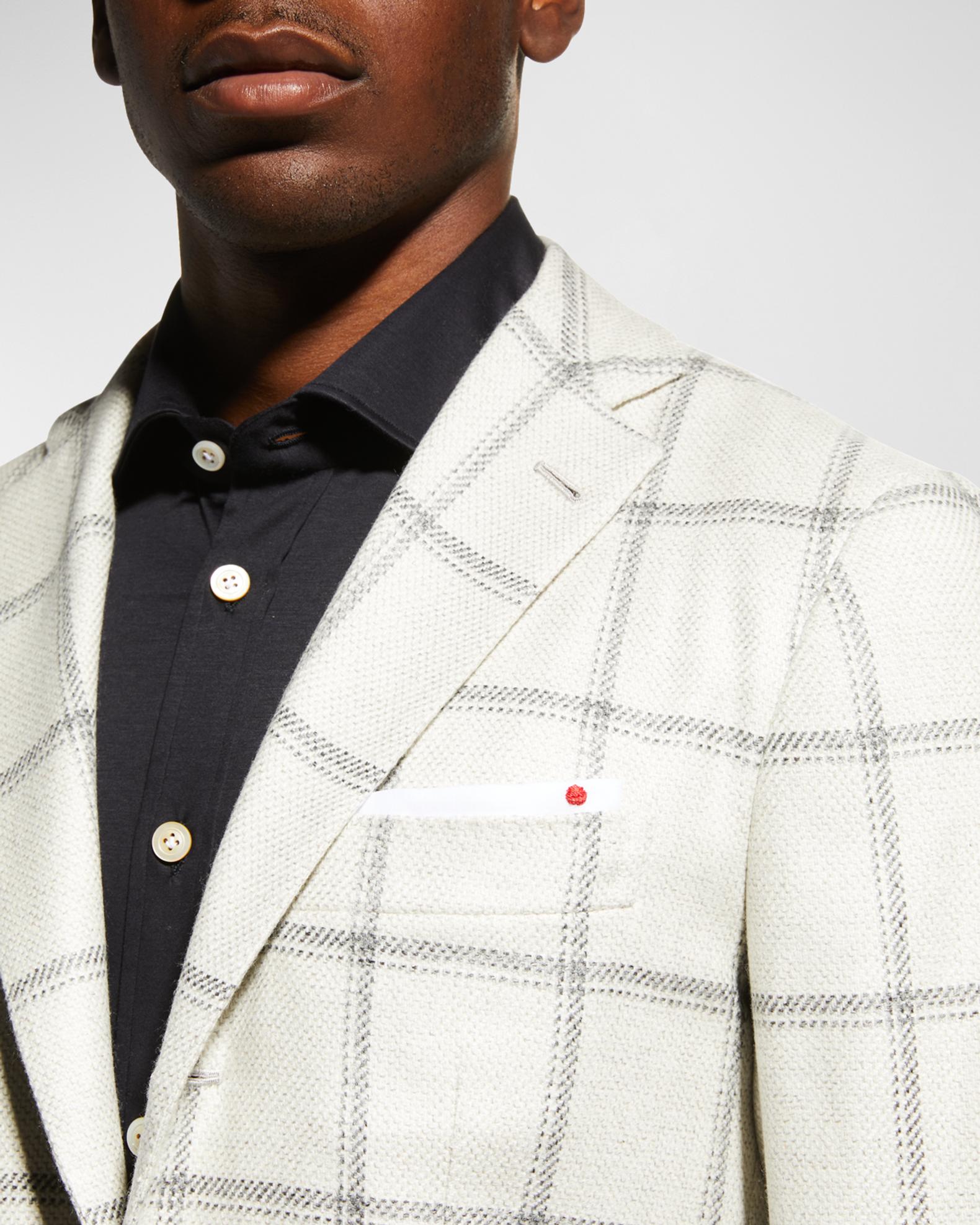 Blazer Sport Franck Namani 100% Cachemire - Taille IT 54 / XL, Motif Windowpane Gris, Occasion TBE