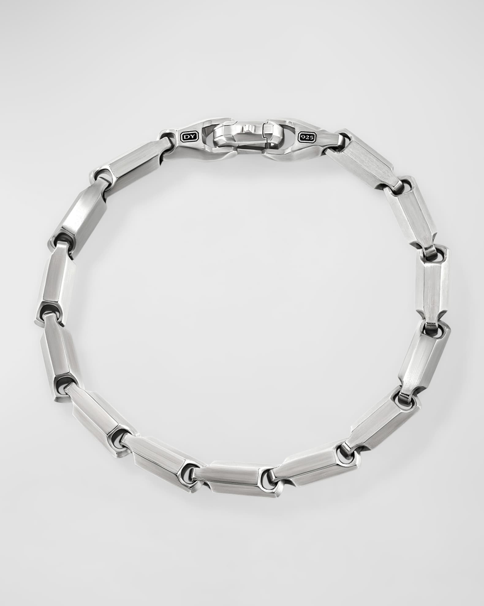 David Yurman Men's Faceted Link Bracelet in Sterling Silver - Black Diamond - Size Medium