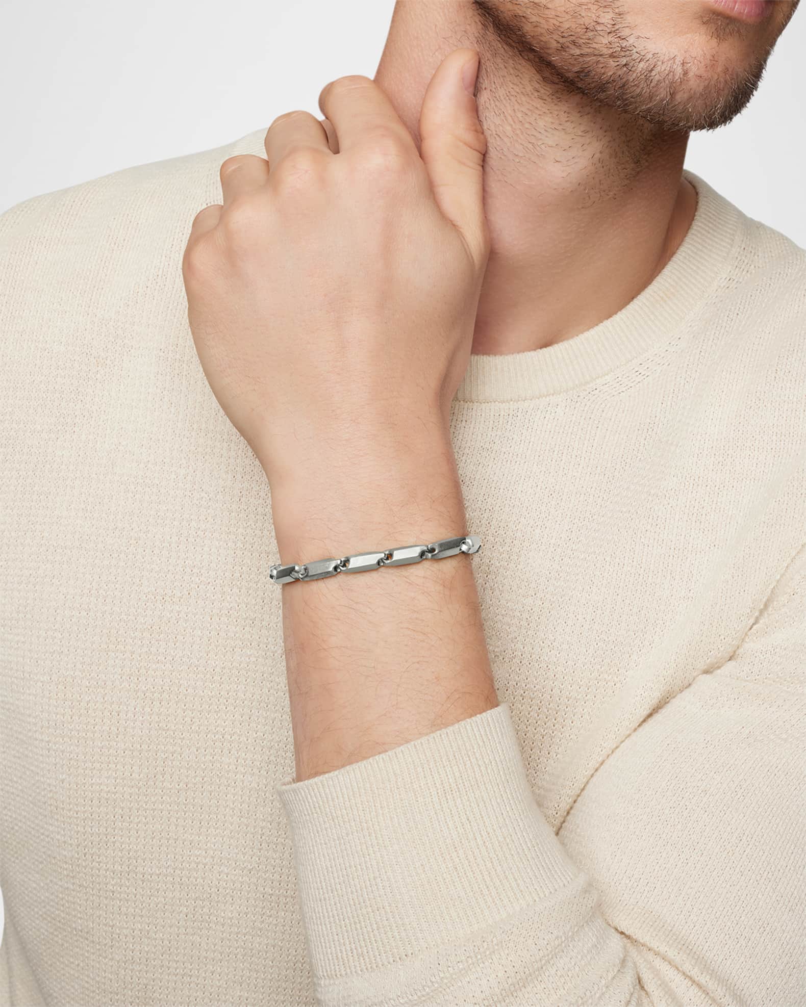 David Yurman Men's Faceted Chain Link Bracelet in Silver, 3mm
