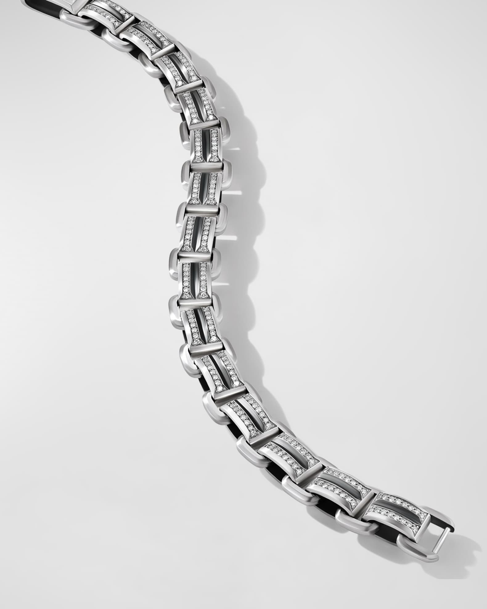 David Yurman Men's Deco Beveled Link Bracelet in Silver with Pavé