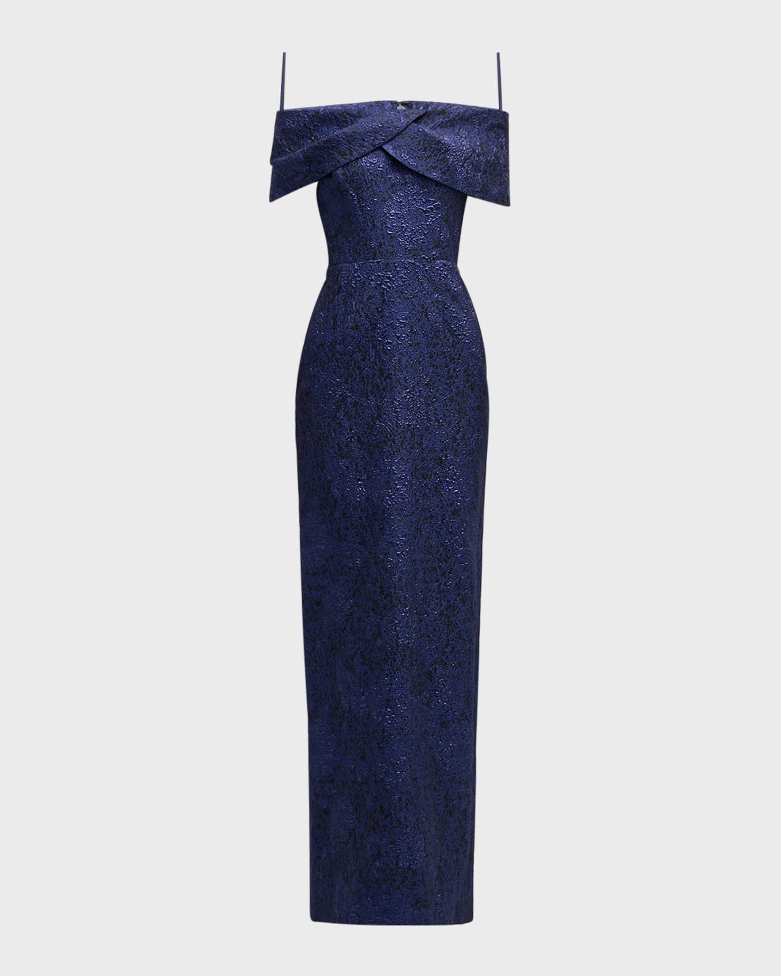 Off-Shoulder Jacquard Column Gown 0