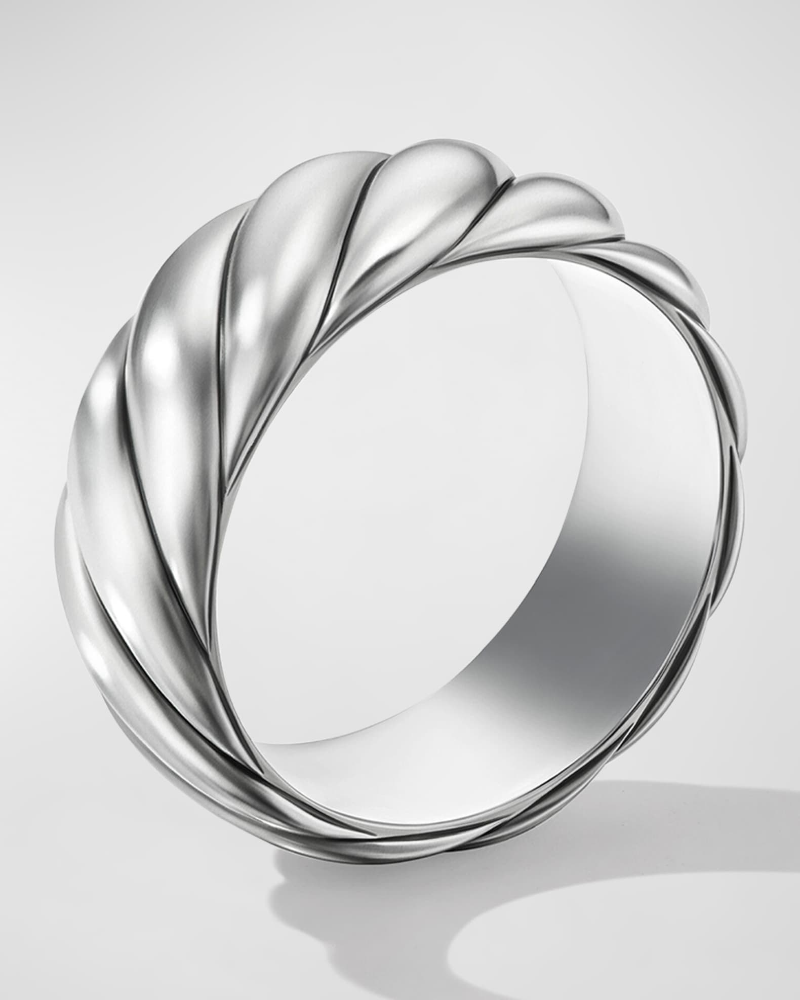 Men's Sculpted Cable Contour Band Ring in Silver, 9mm 1