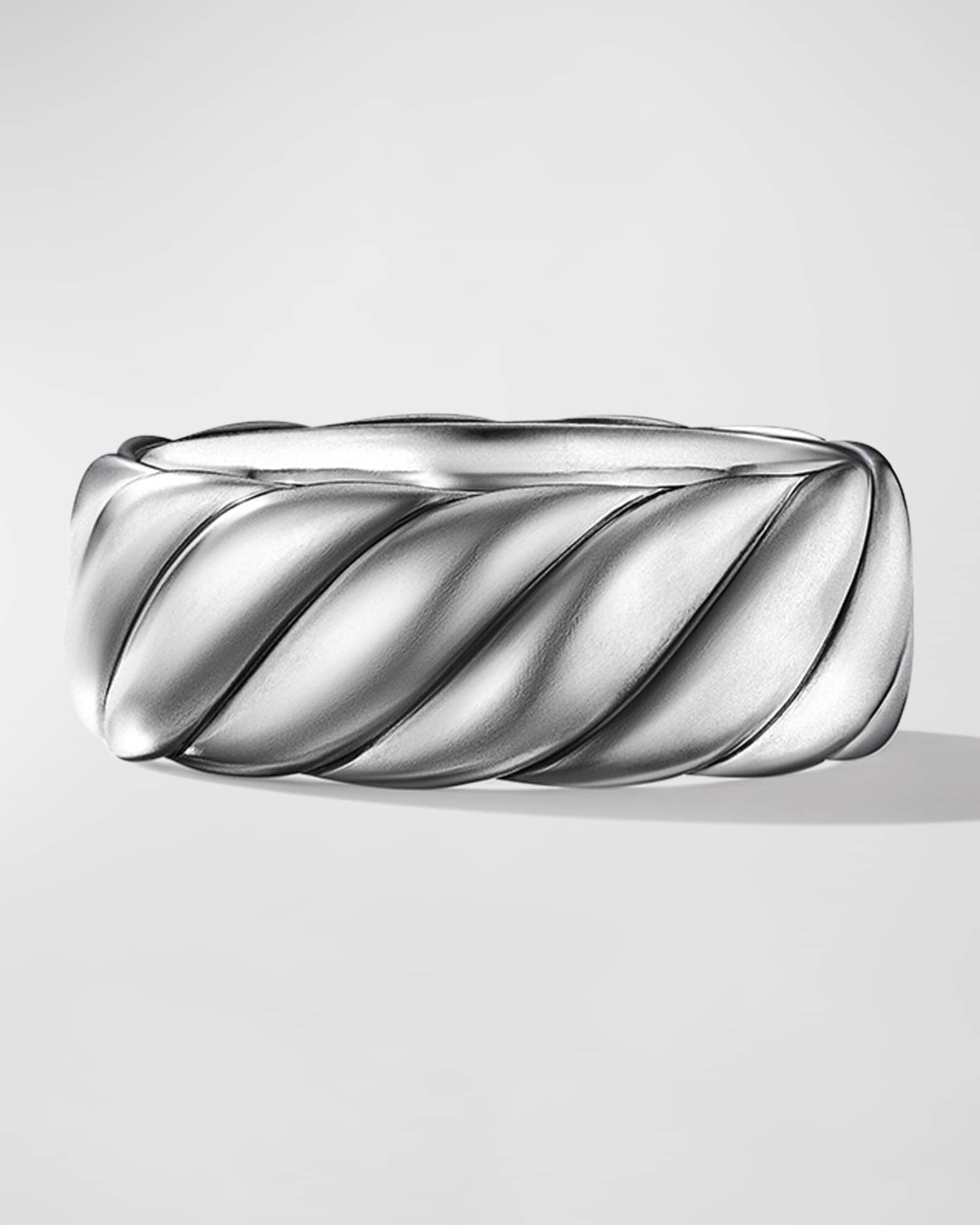 Men's Sculpted Cable Contour Band Ring in Silver, 9mm 0