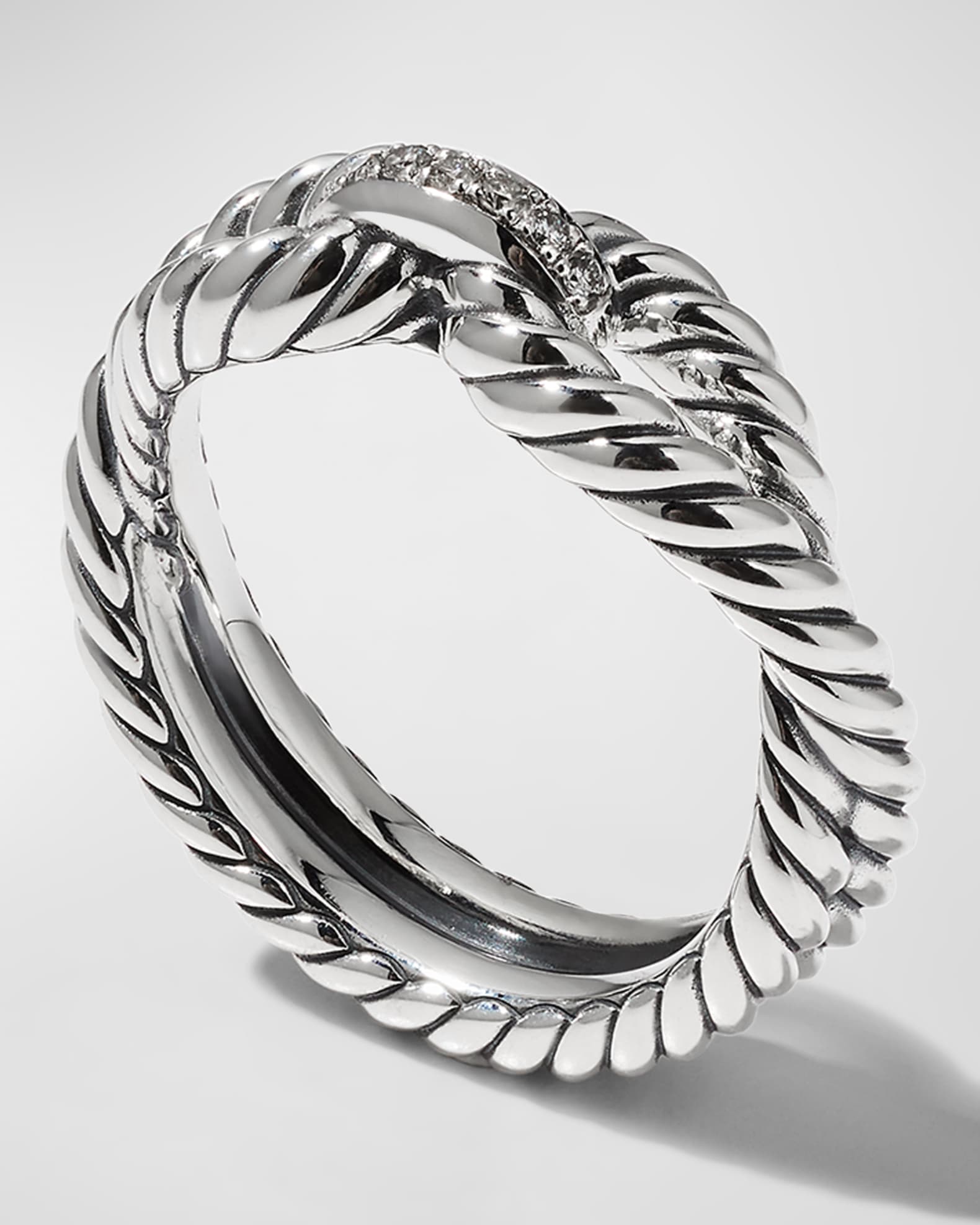 Cable loop discount ring with diamonds