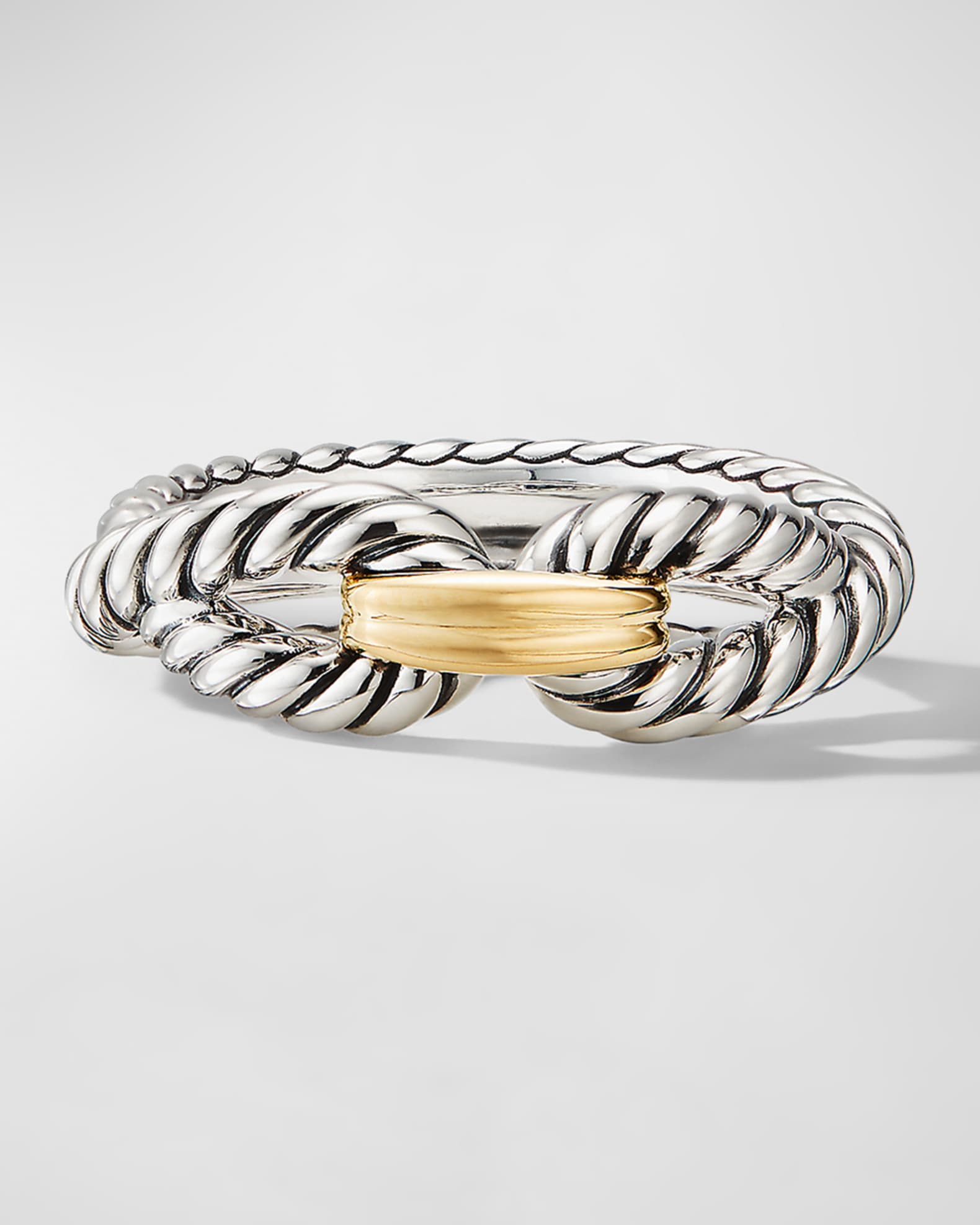 Cable Loop Ring in Silver with 18K Gold 8mm
