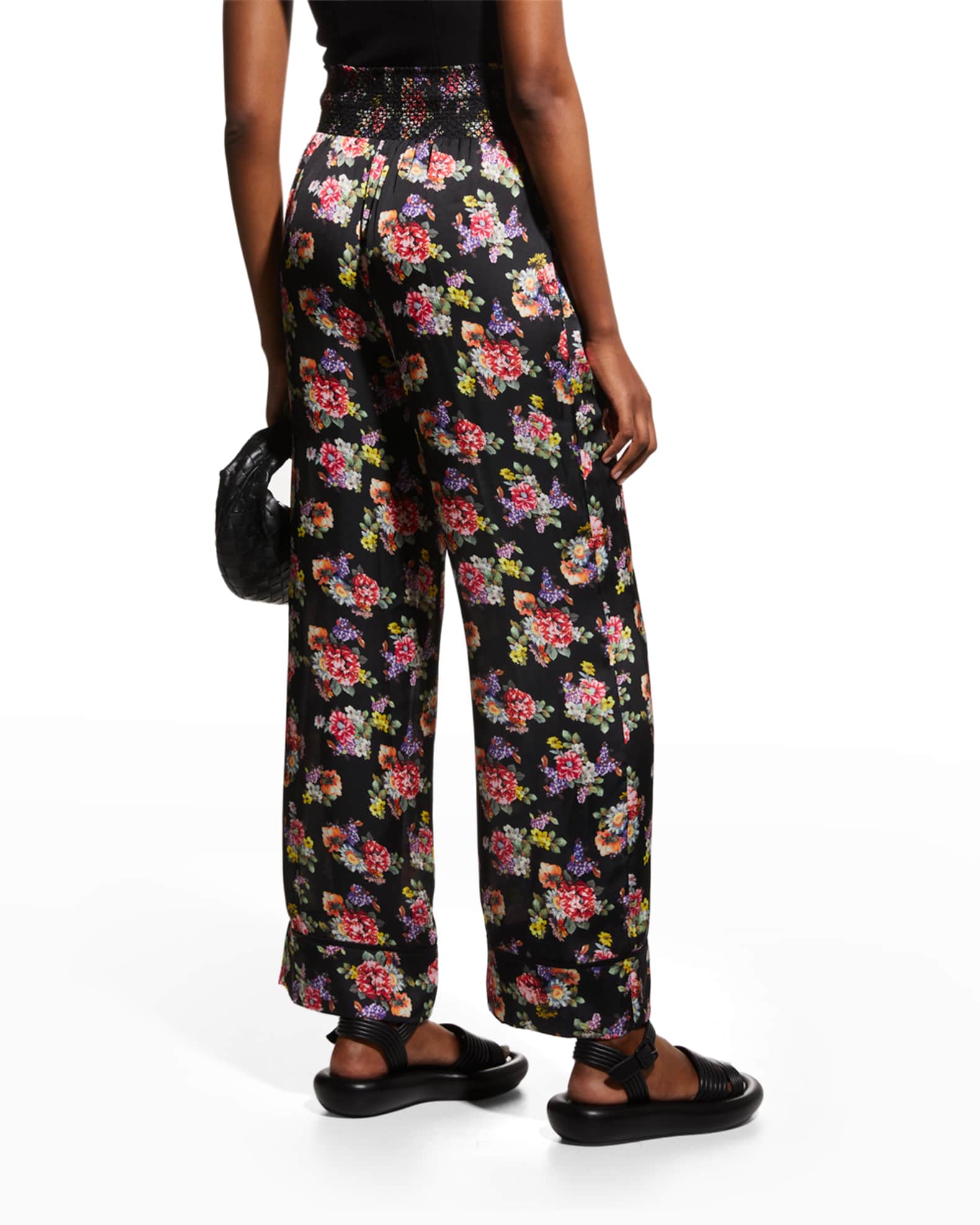 Alice + Olivia Willis Floral Pajama Pants w/ Piping | Neiman Marcus