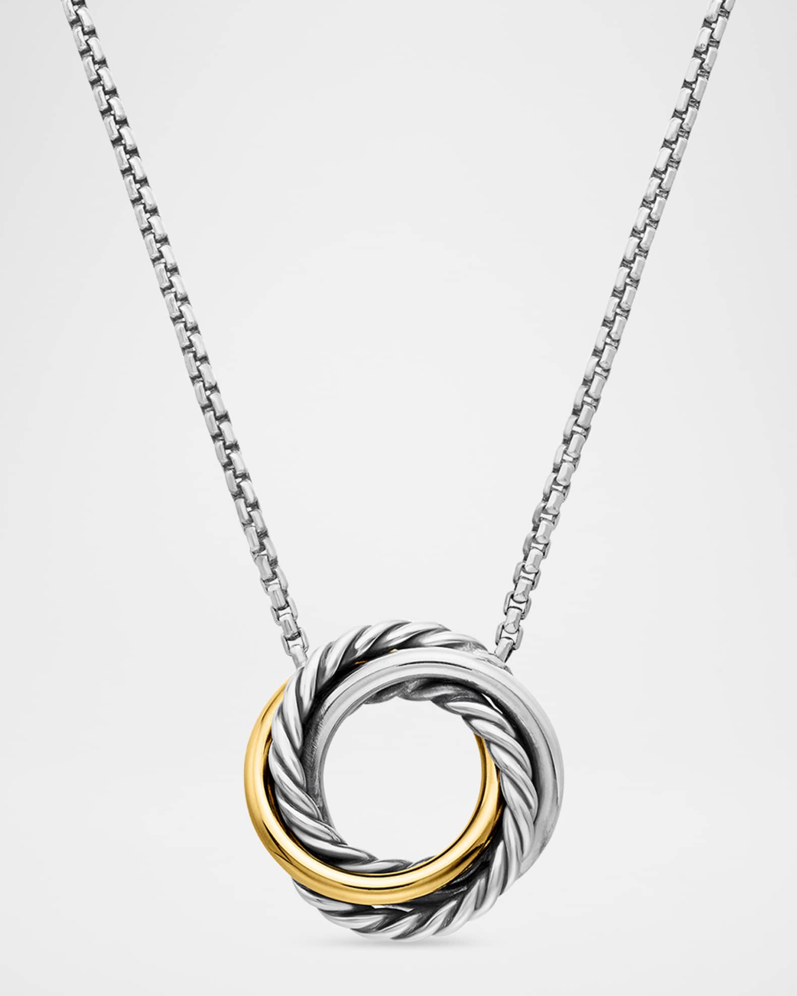 David Yurman Crossover Mini Pendant Necklace in Silver and Gold