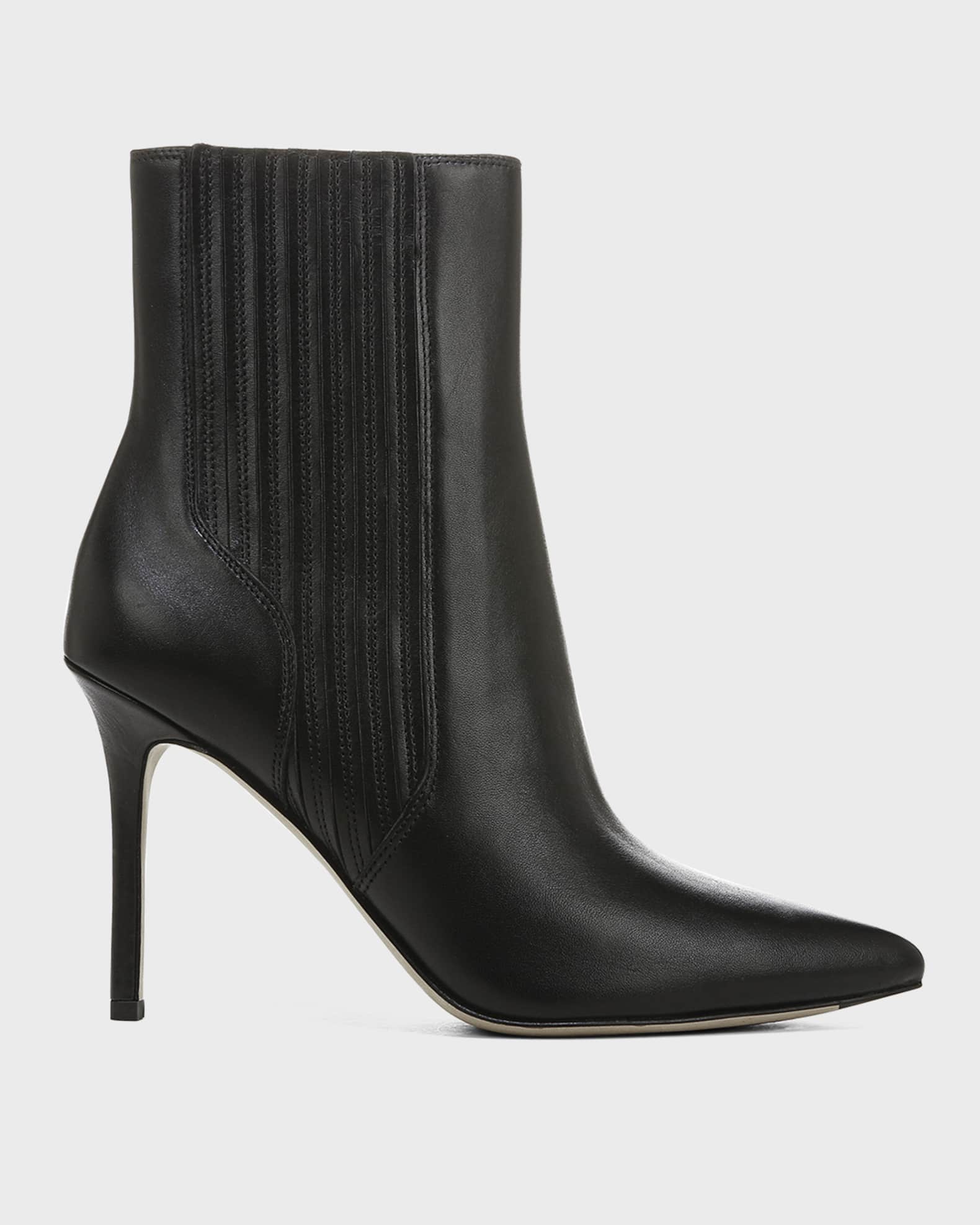 Veronica Beard Lisa Pleated Leather Ankle Booties
