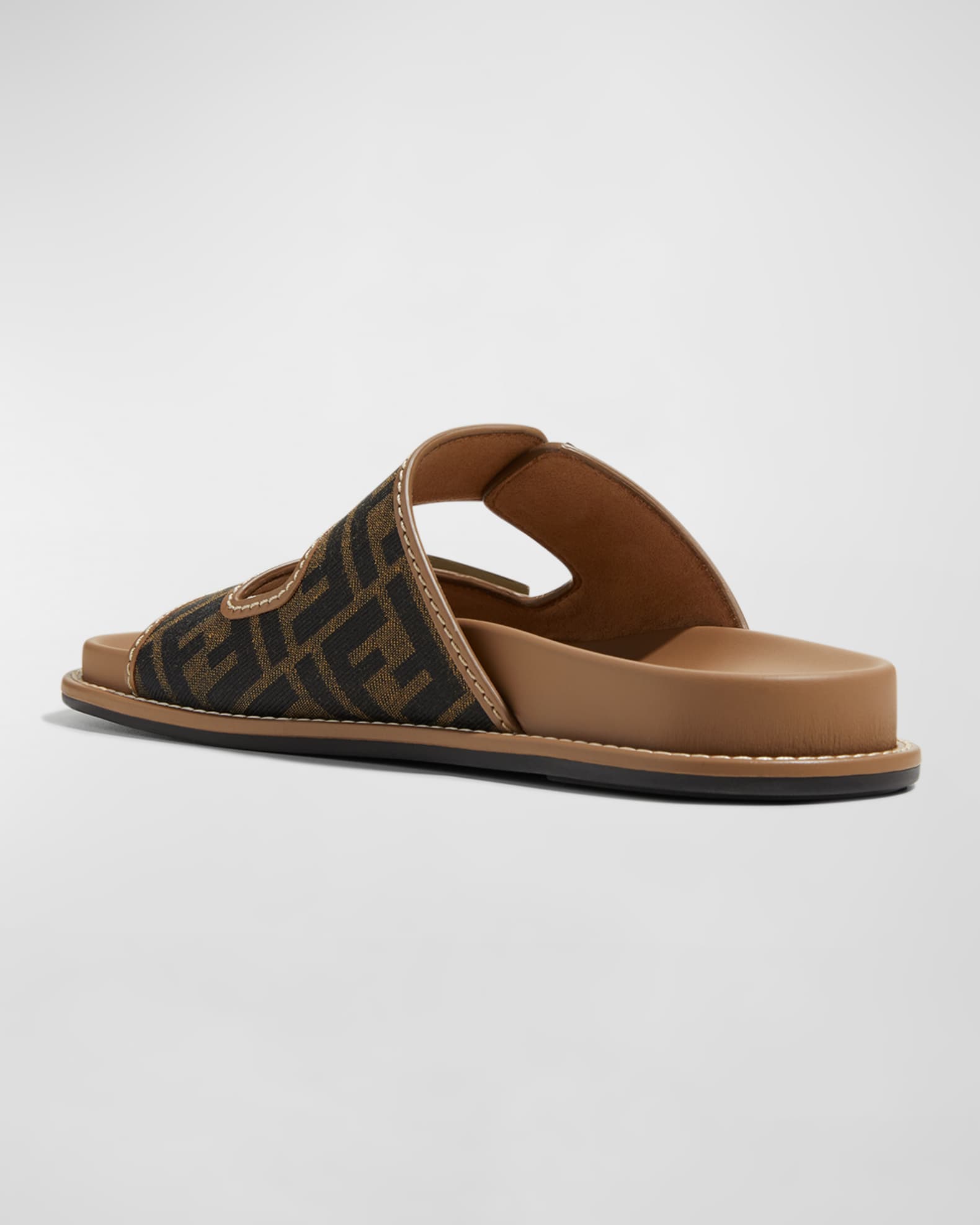 Fendi FF Jacquard Dual Buckle Slide Sandals | Neiman Marcus