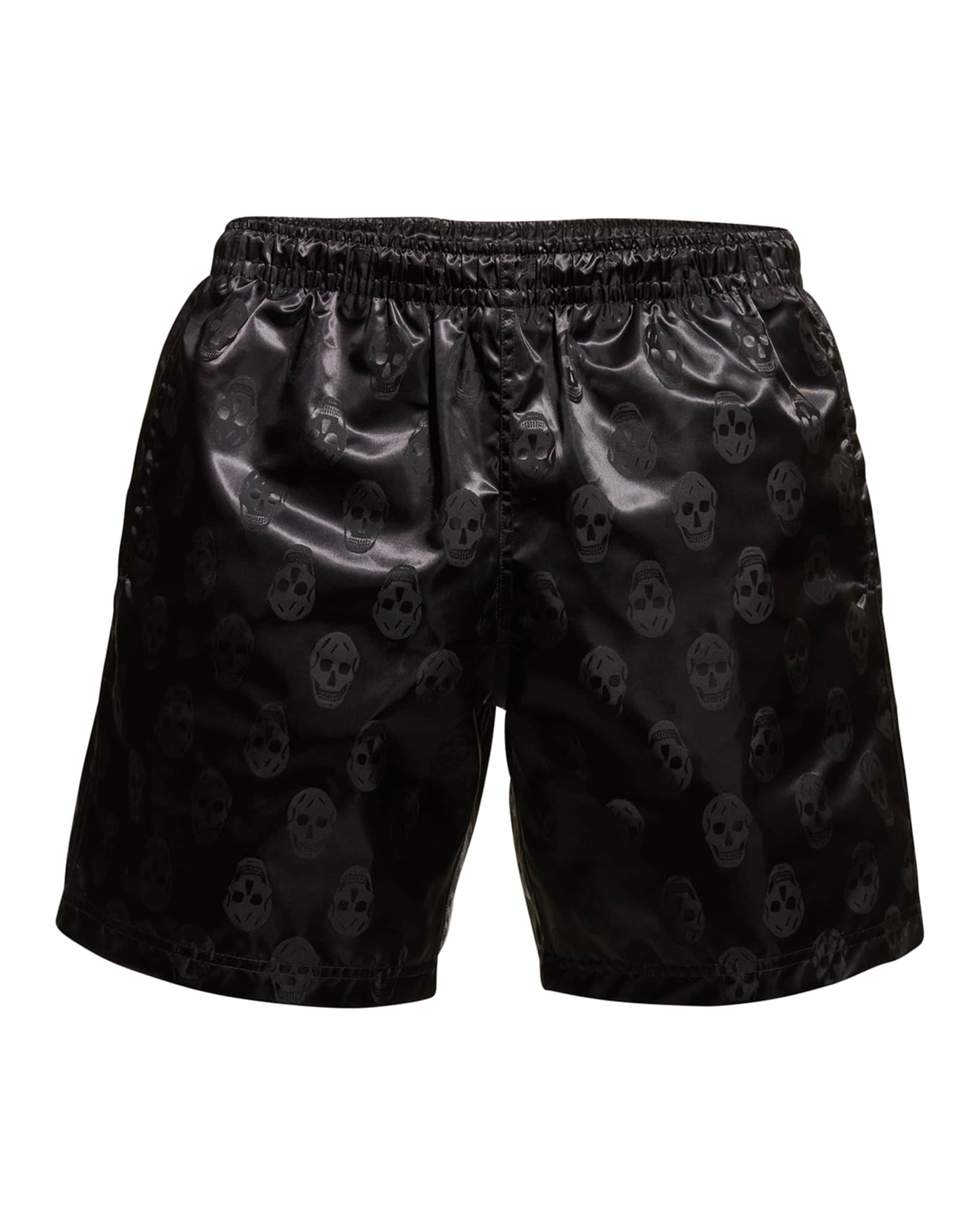 Alexander McQueen Men's Biker Skull Swim Trunks Neiman Marcus