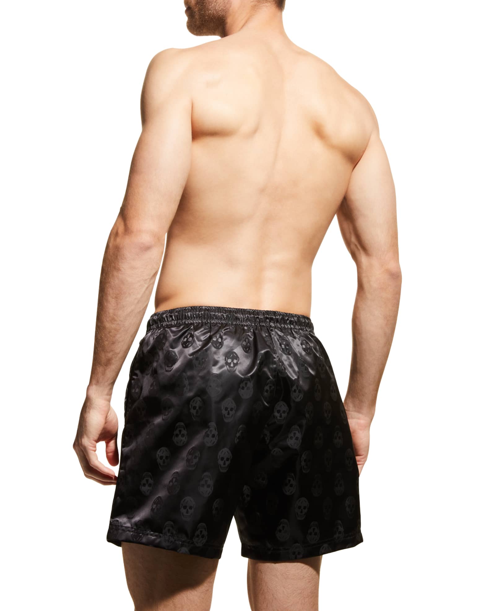Alexander McQueen Men's Biker Skull Swim Trunks Neiman Marcus