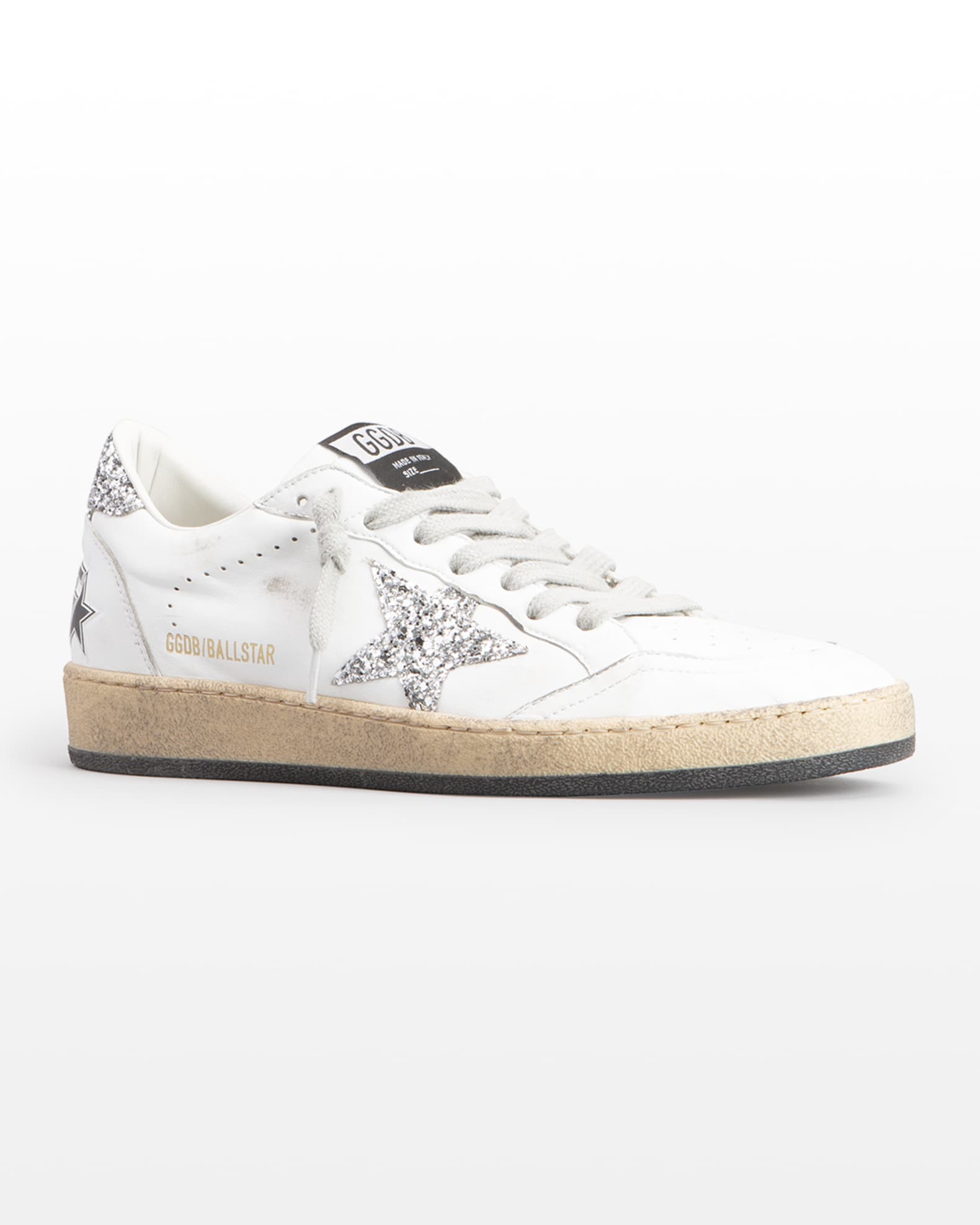 Golden Goose Ballstar Leather Glitter Sneakers | Neiman Marcus