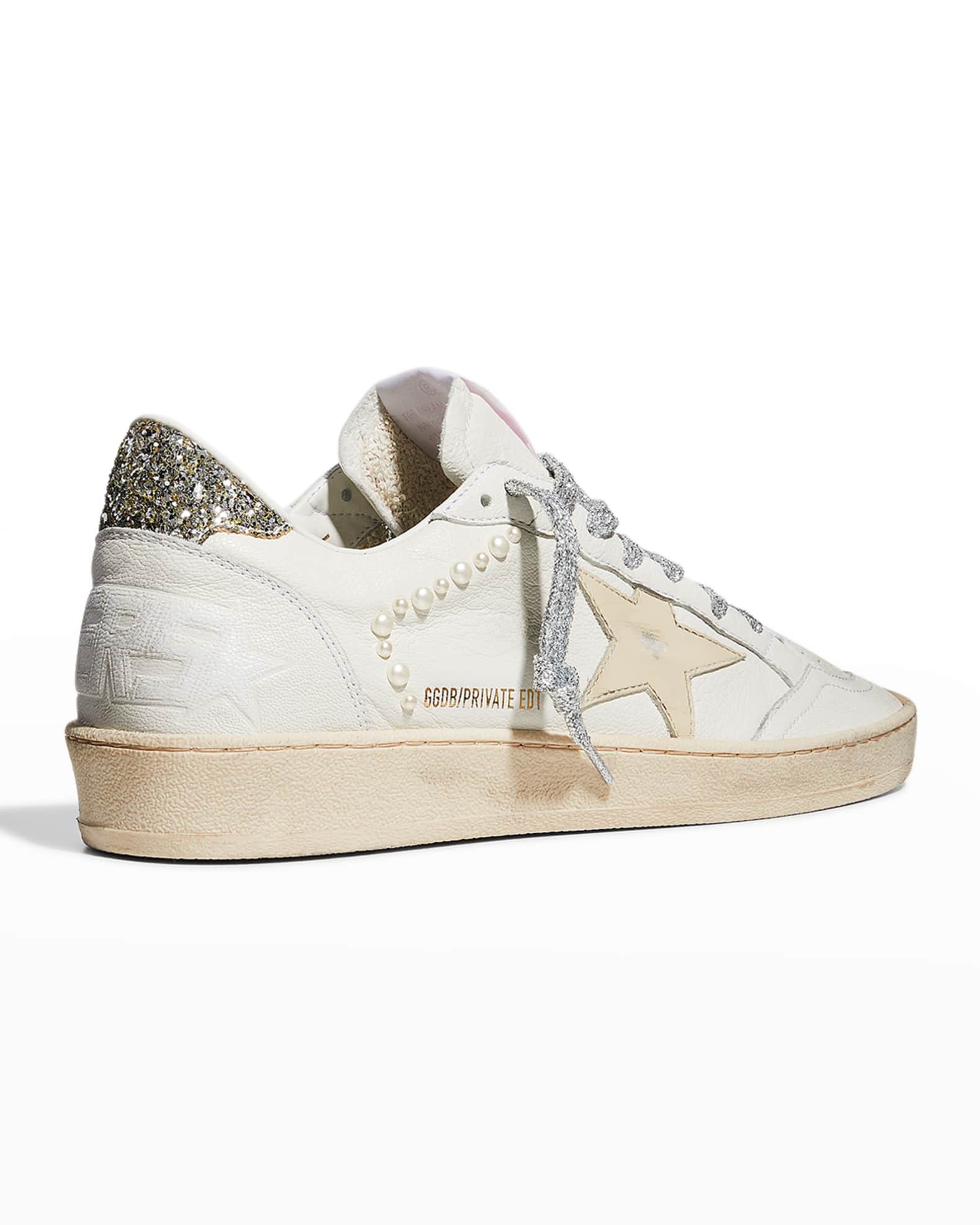 Golden Goose Ballstar Pearly Leather Glitter Sneakers | Neiman Marcus