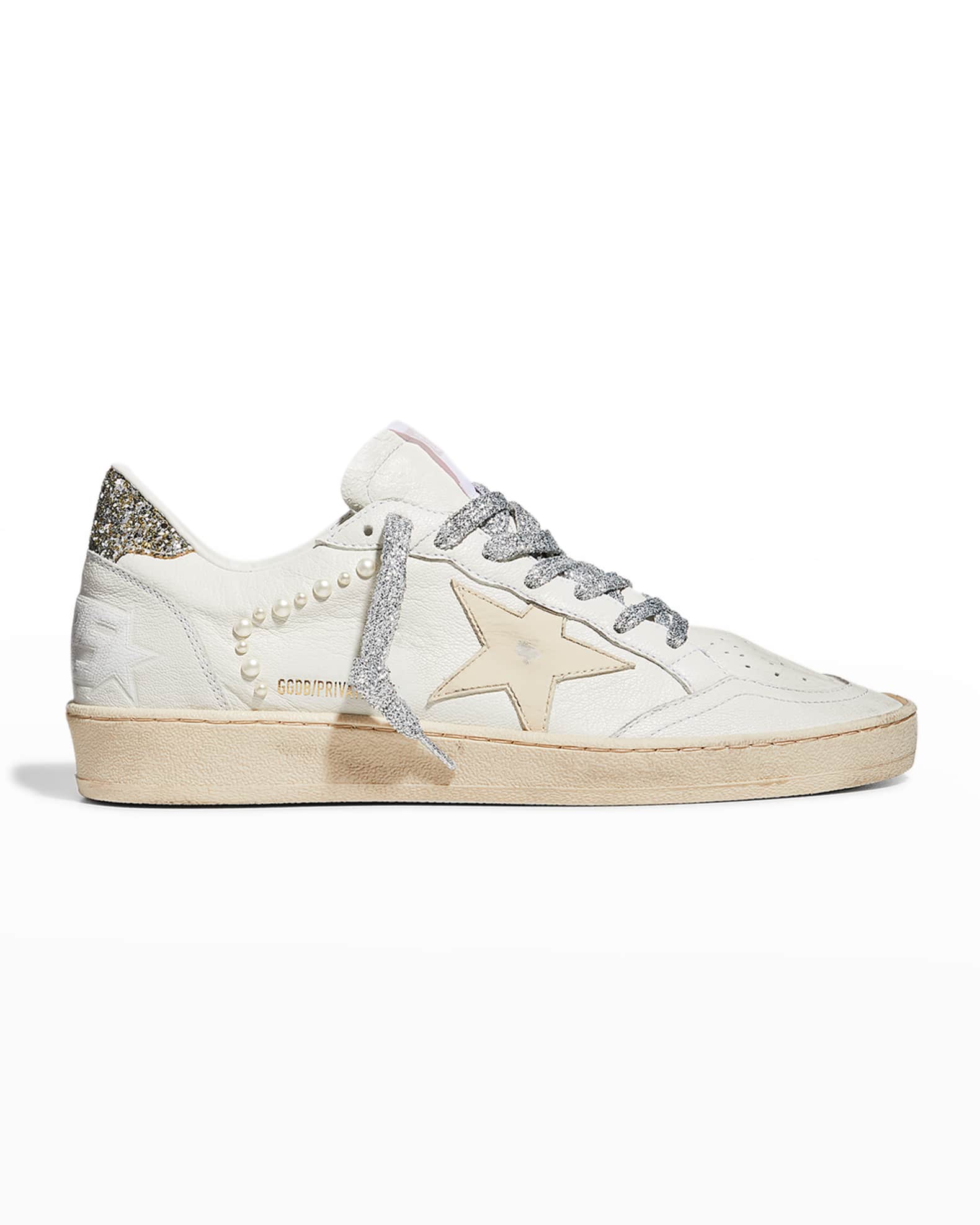 Golden Goose Ballstar Pearly Leather Glitter Sneakers Neiman Marcus