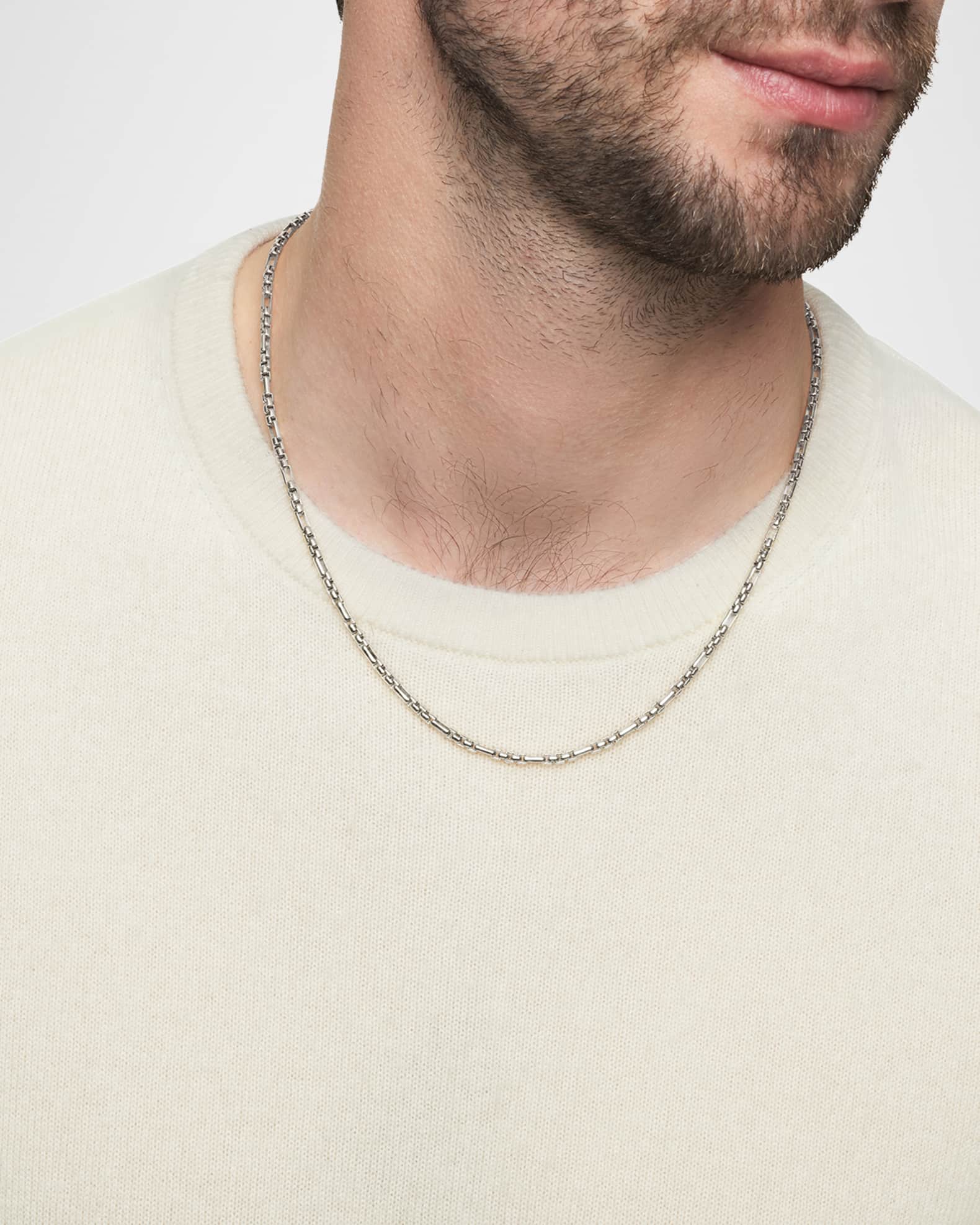 David Yurman 3mm Men's Open Station Box Chain Necklace in Silver