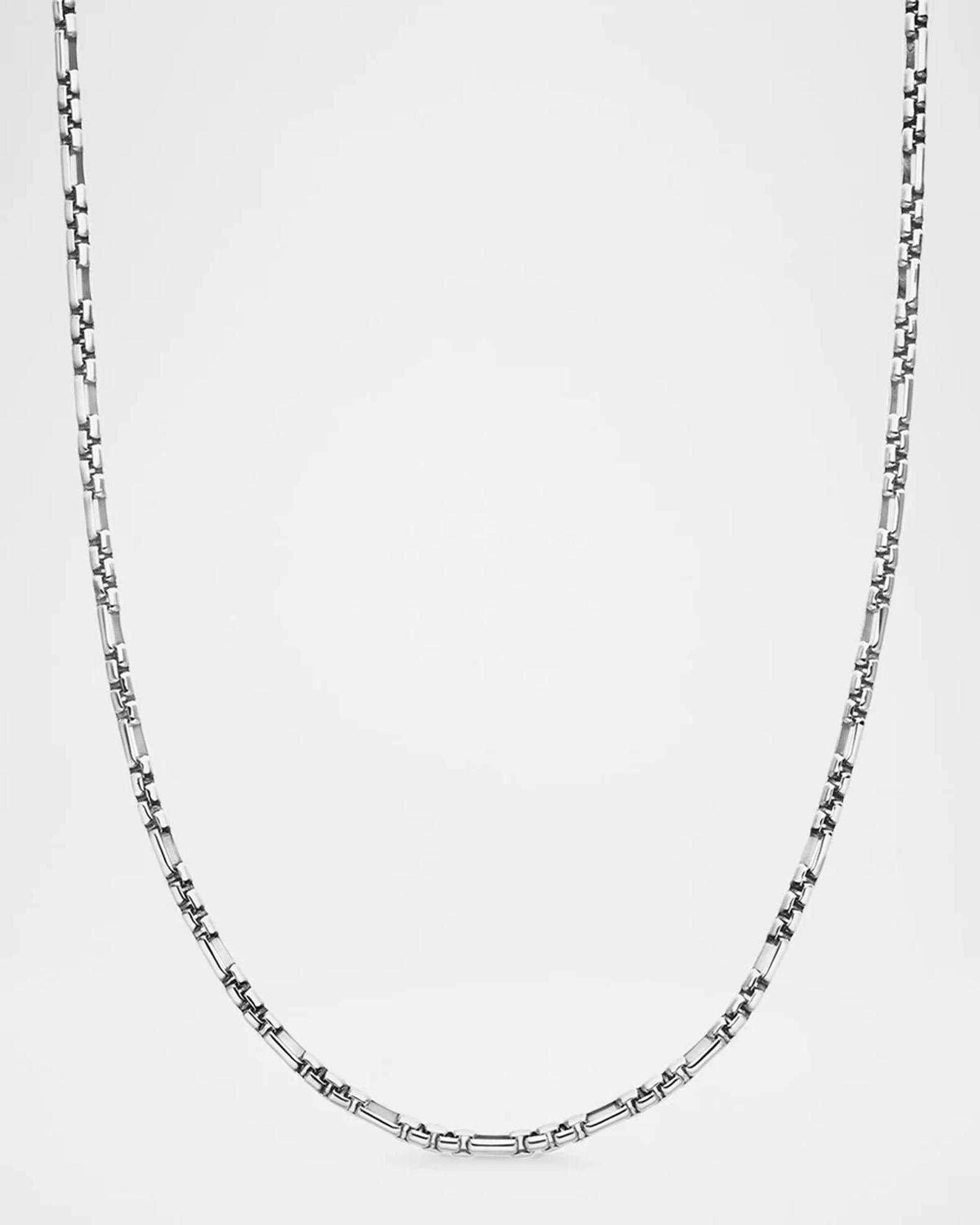 David Yurman 3mm Men's Open Station Box Chain Necklace in Silver